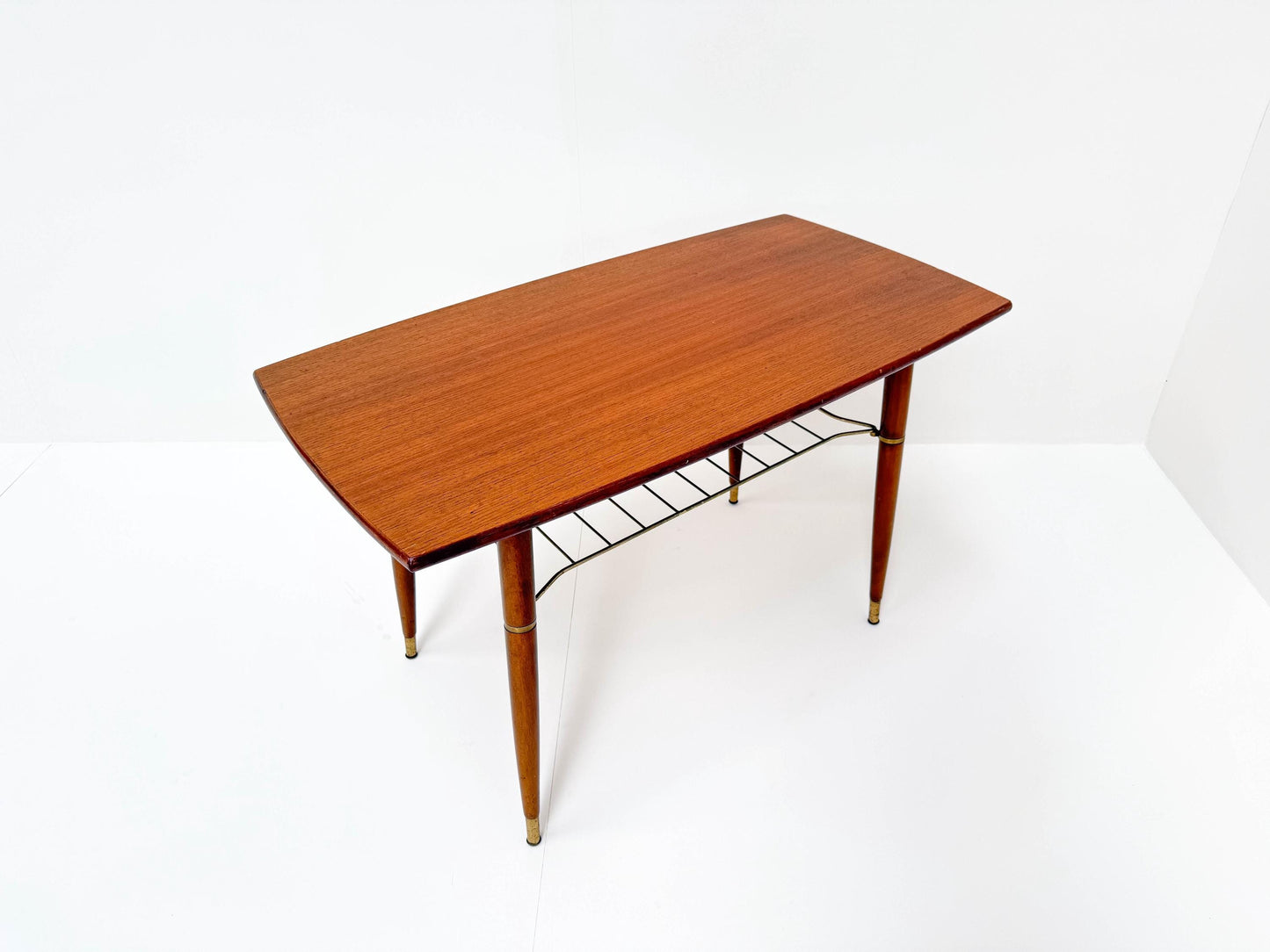 Mid-Century Modern Coffee Table with Brass Details