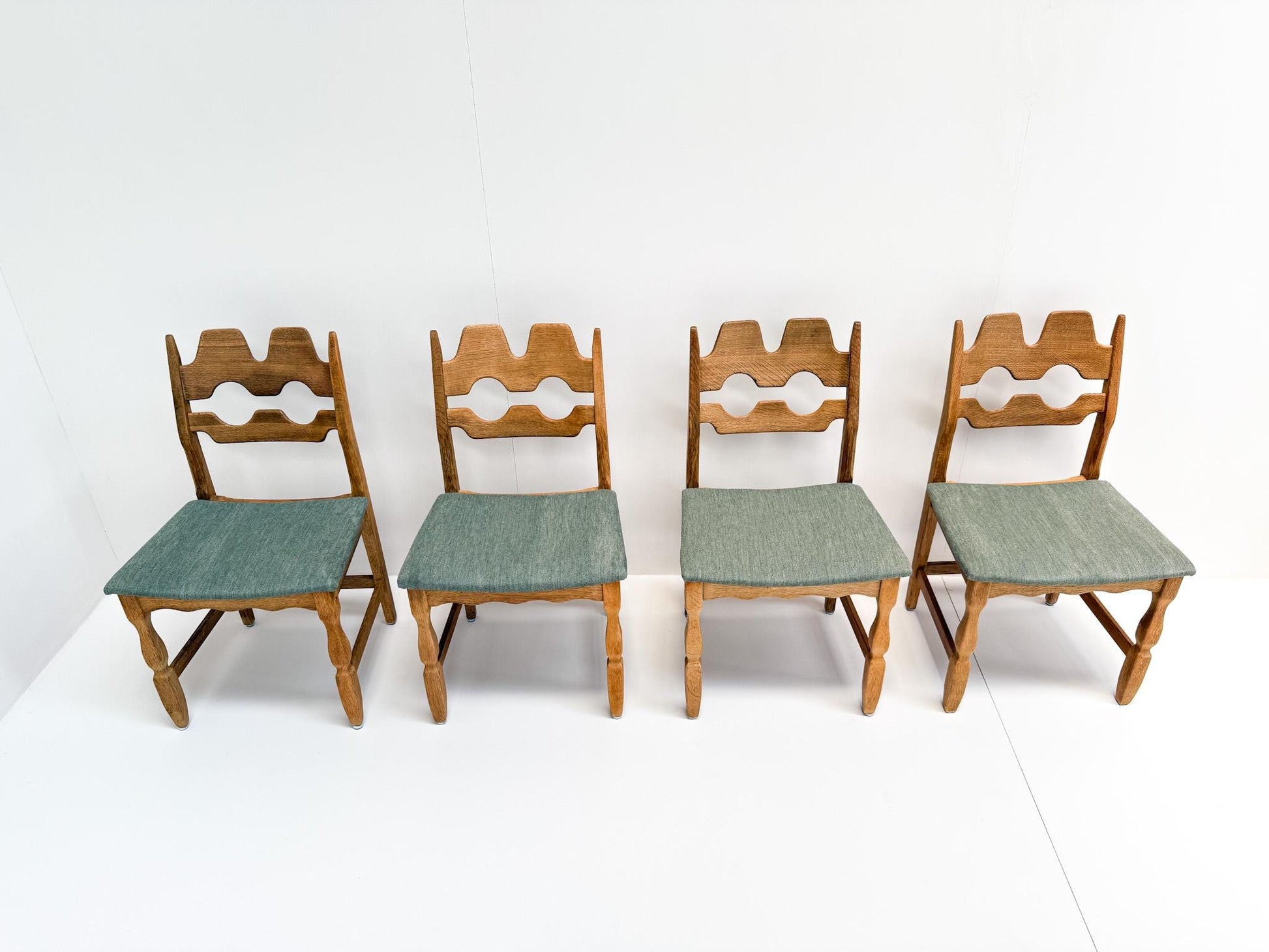 Vintage Danish oak dining chairs Razorblade by Henning Kjærnulf