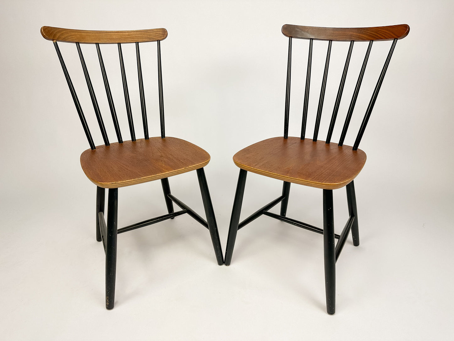 Set of Two Vintage Spindle Back Chairs in the style of Tapiovaara