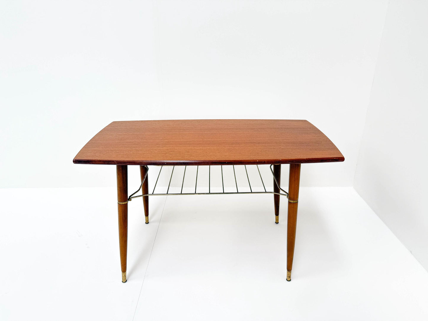 Mid-Century Modern Coffee Table with Brass Details