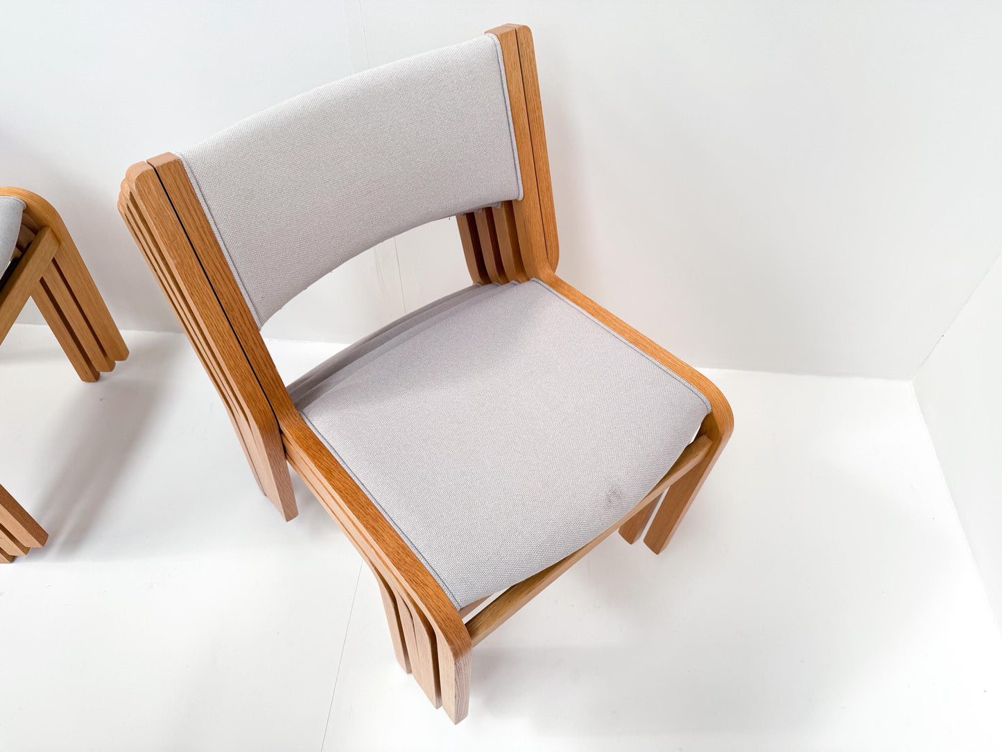 Set of 8 Danish Modern Bentwood Beech Stacking Chairs, 1970s