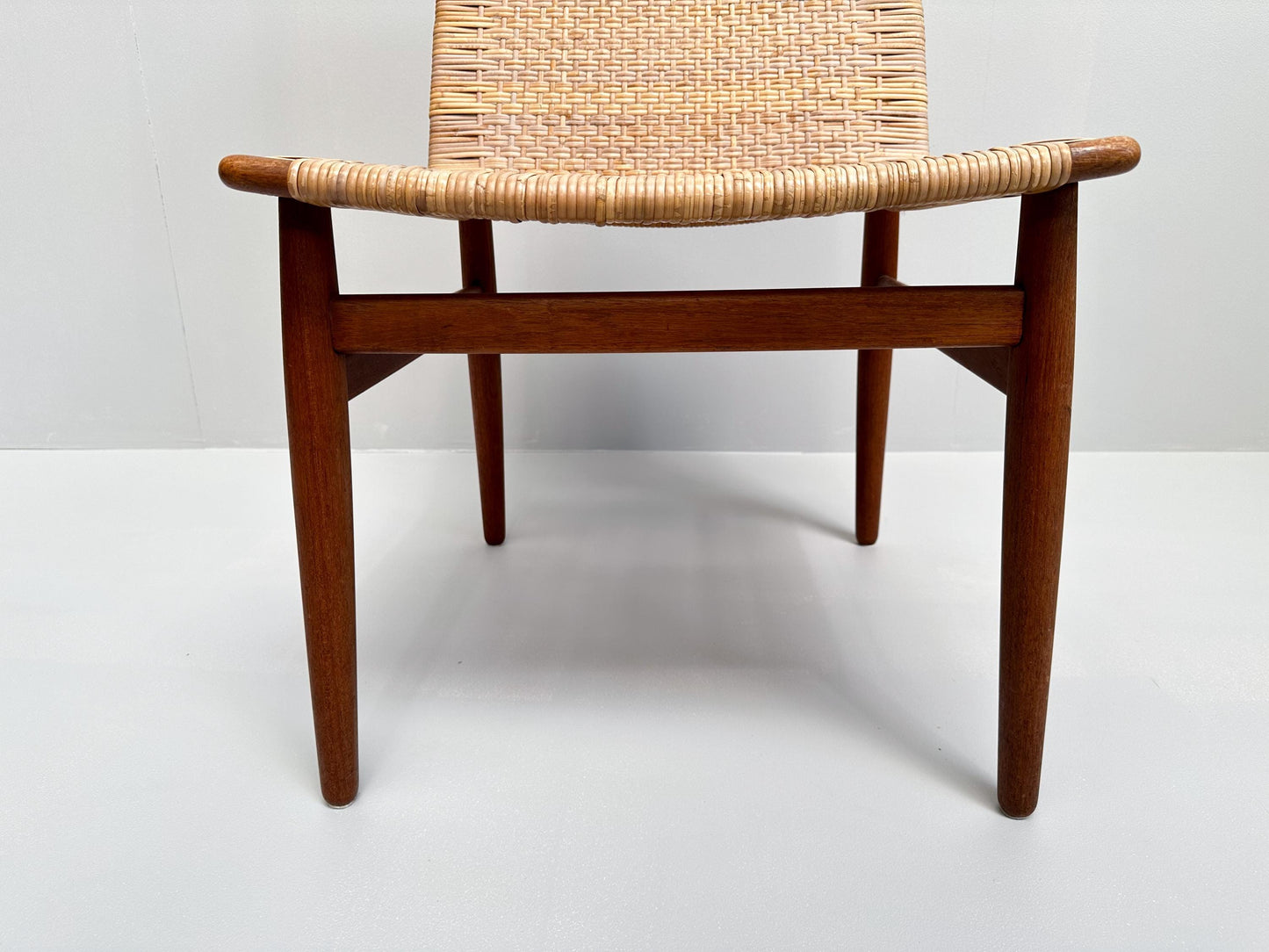 Rare Jørgen Høj Teak and Rattan Chair for Thorald Madsen, Denmark, 1950s