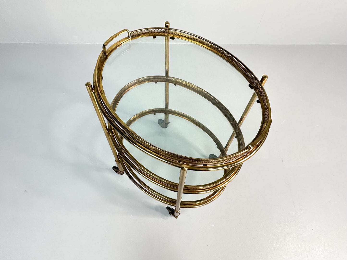 Vintage Italian Three Tier EtagEre In Brass And Glass | Hollywood Regency Serving Cart