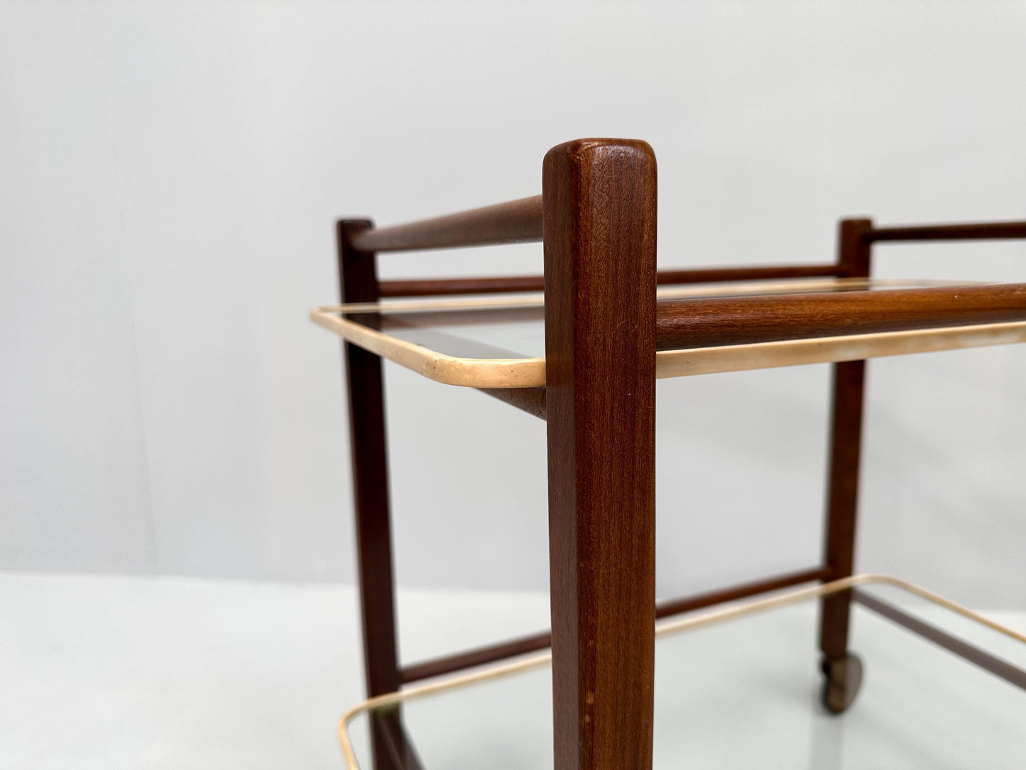 Vintage Teak Trolley with Two Glass Tops by Cees Braakman for Pastoe, 1950s