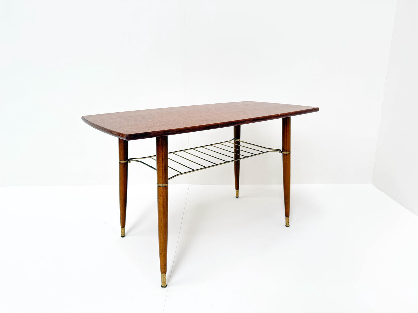 Mid-Century Modern Coffee Table with Brass Details