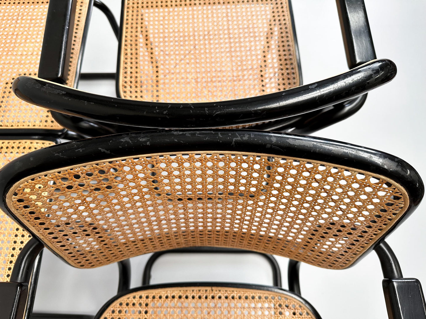Set of 4 Vintage Cesca Chairs by Marcel Breuer for Thonet, 1980s (2x B64 Armchairs, 2x B32 Side Chairs)