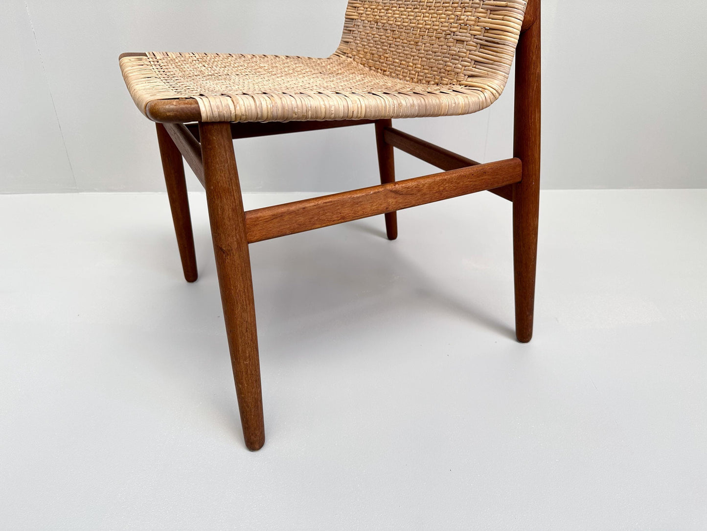 Rare Jørgen Høj Teak and Rattan Chair for Thorald Madsen, Denmark, 1950s