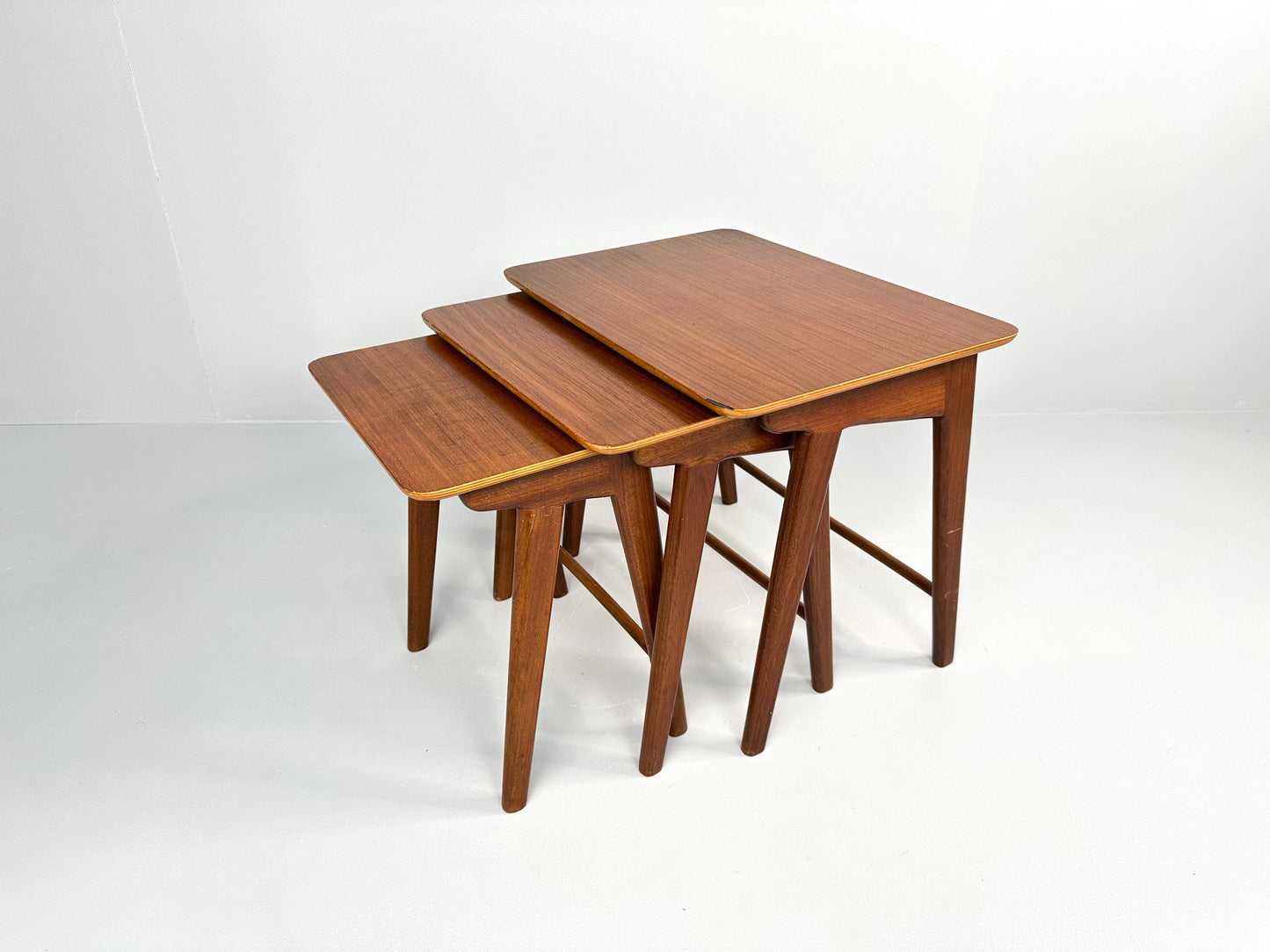 Vintage Teak Wood 3-Piece Nesting Tables – Netherlands, 1960s