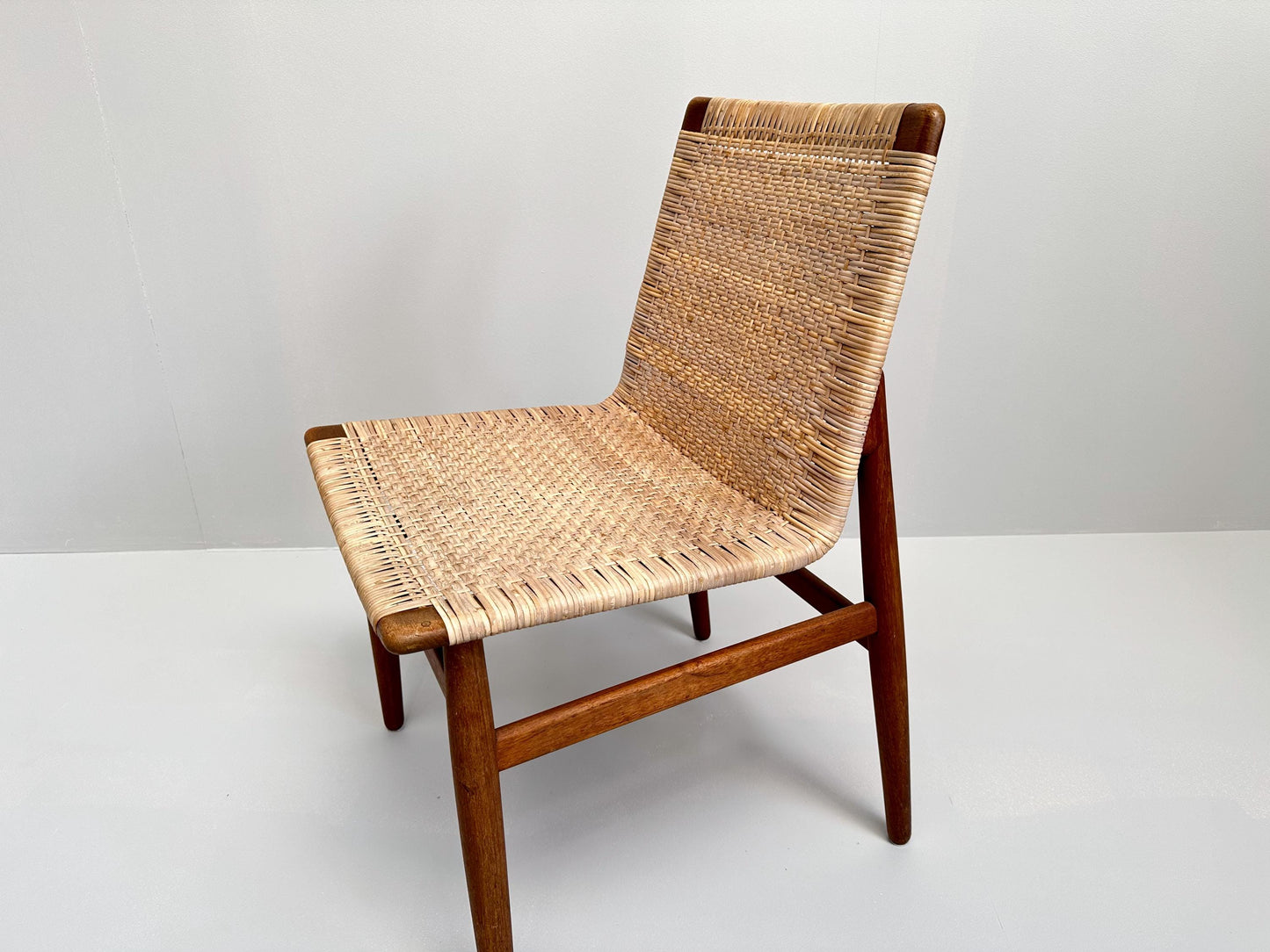 Rare Jørgen Høj Teak and Rattan Chair for Thorald Madsen, Denmark, 1950s