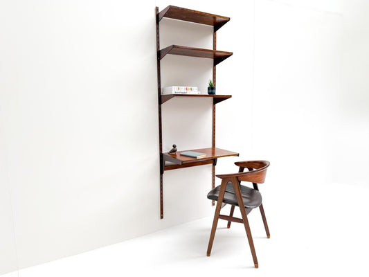 Kai Kristiansen Rosewood Wall Shelving Unit with Desk Shelves