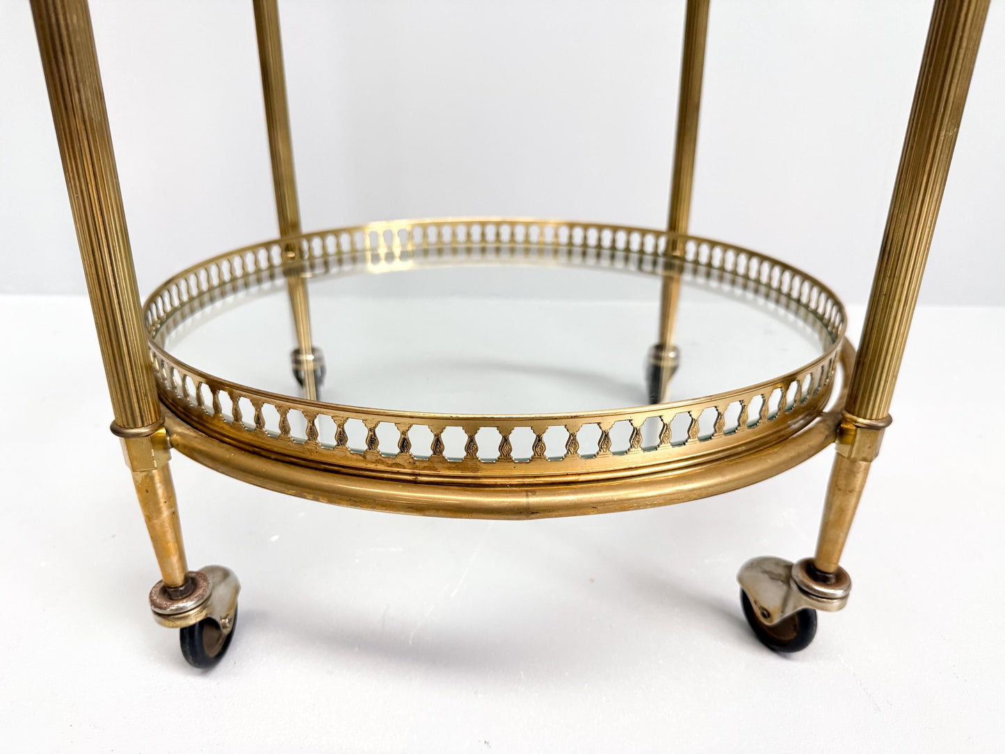 Vintage Mid-Century Brass & Glass Bar Cart, Hollywood Regency Serving Cart