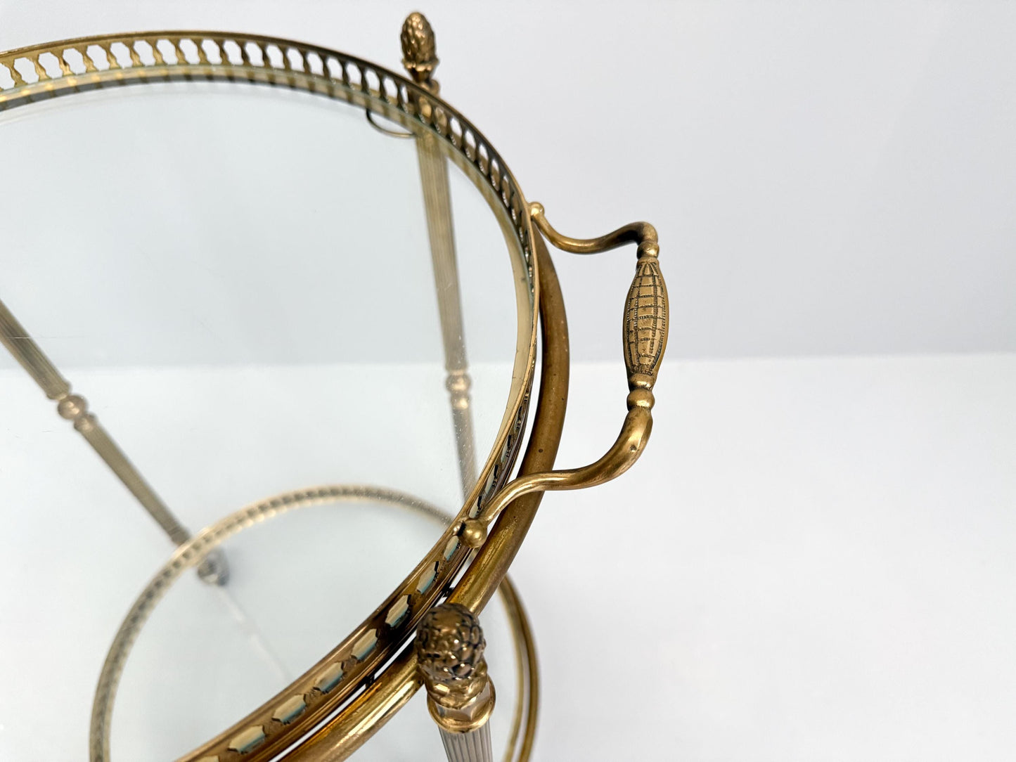 Vintage Mid-Century Brass & Glass Bar Cart, Hollywood Regency Serving Cart