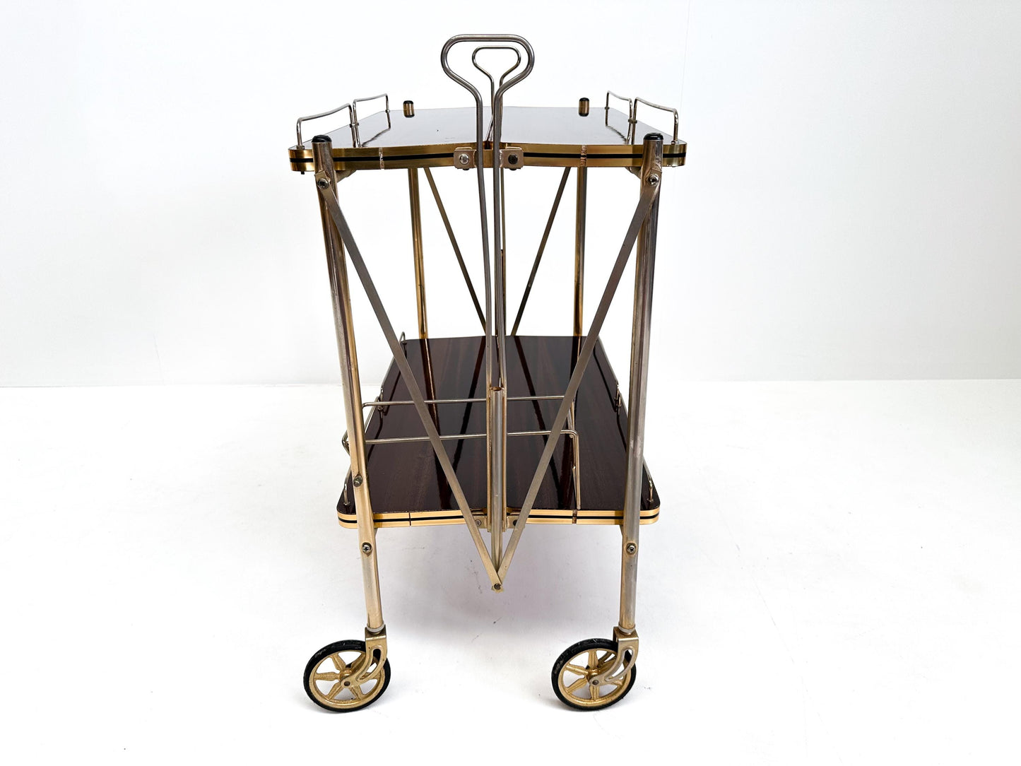 Vintage Mid-Century Folding Bar Cart Trolley: Drinks & Dessert Serving Cart