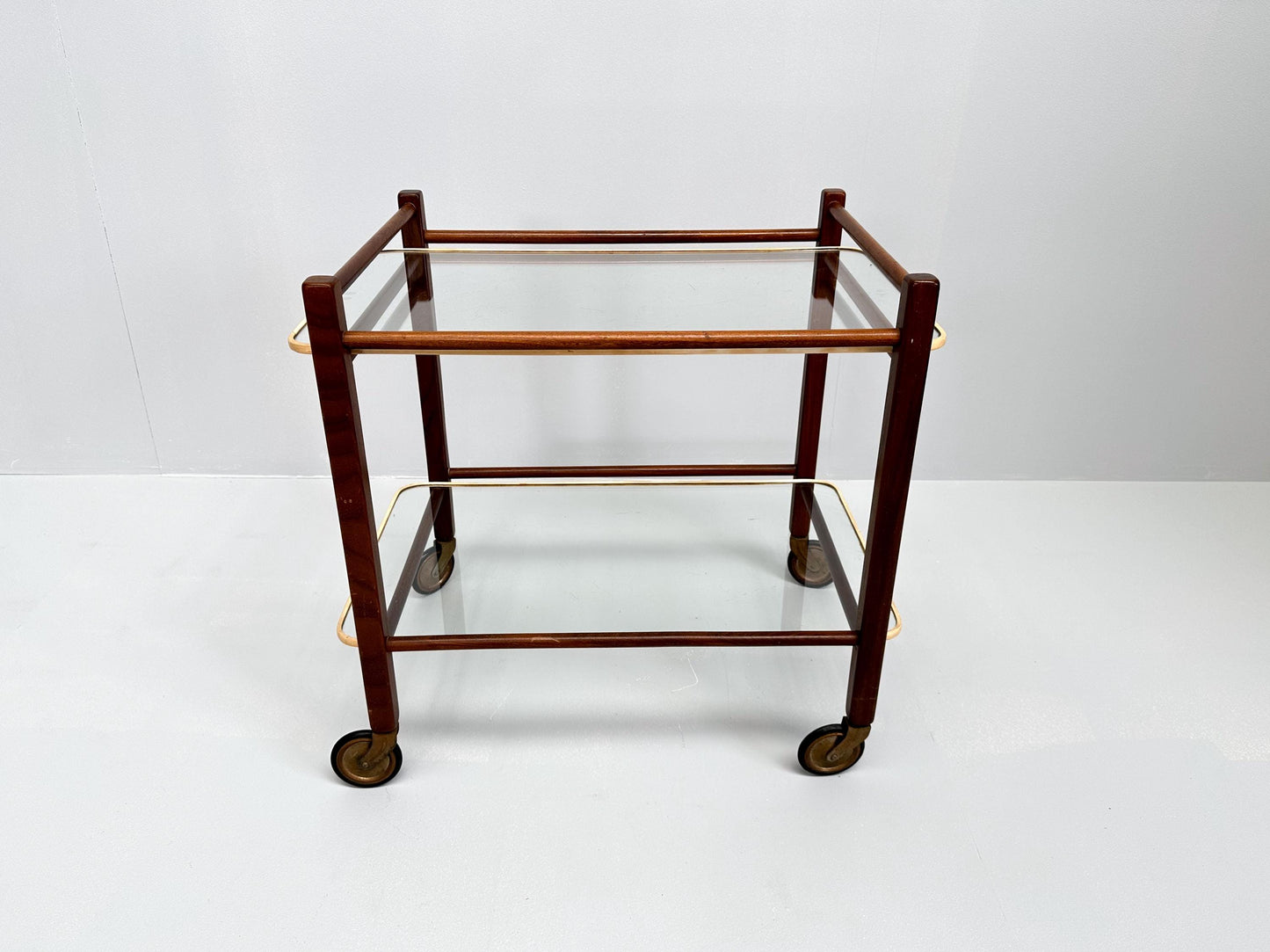 Vintage Teak Trolley with Two Glass Tops by Cees Braakman for Pastoe, 1950s