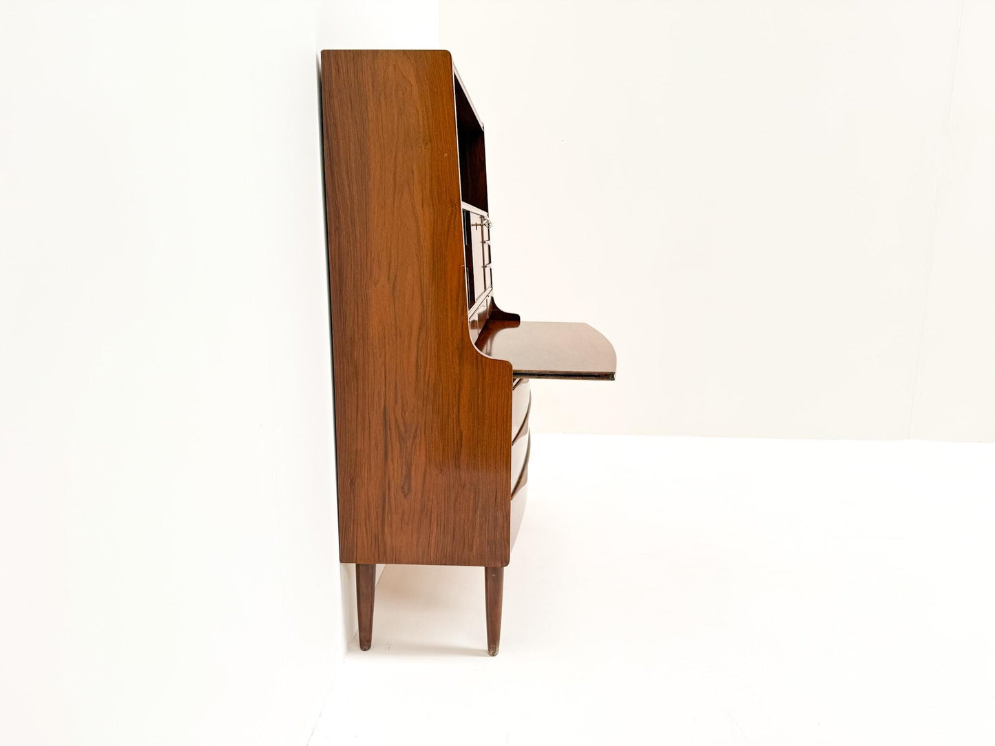 Erling Torvits Walnut Secretary Desk with Wave Front, Denmark, 1960s