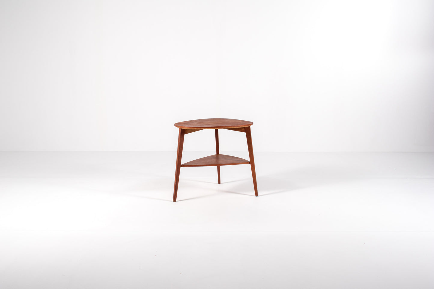Teak side table with triangular top by Møbelintarsia