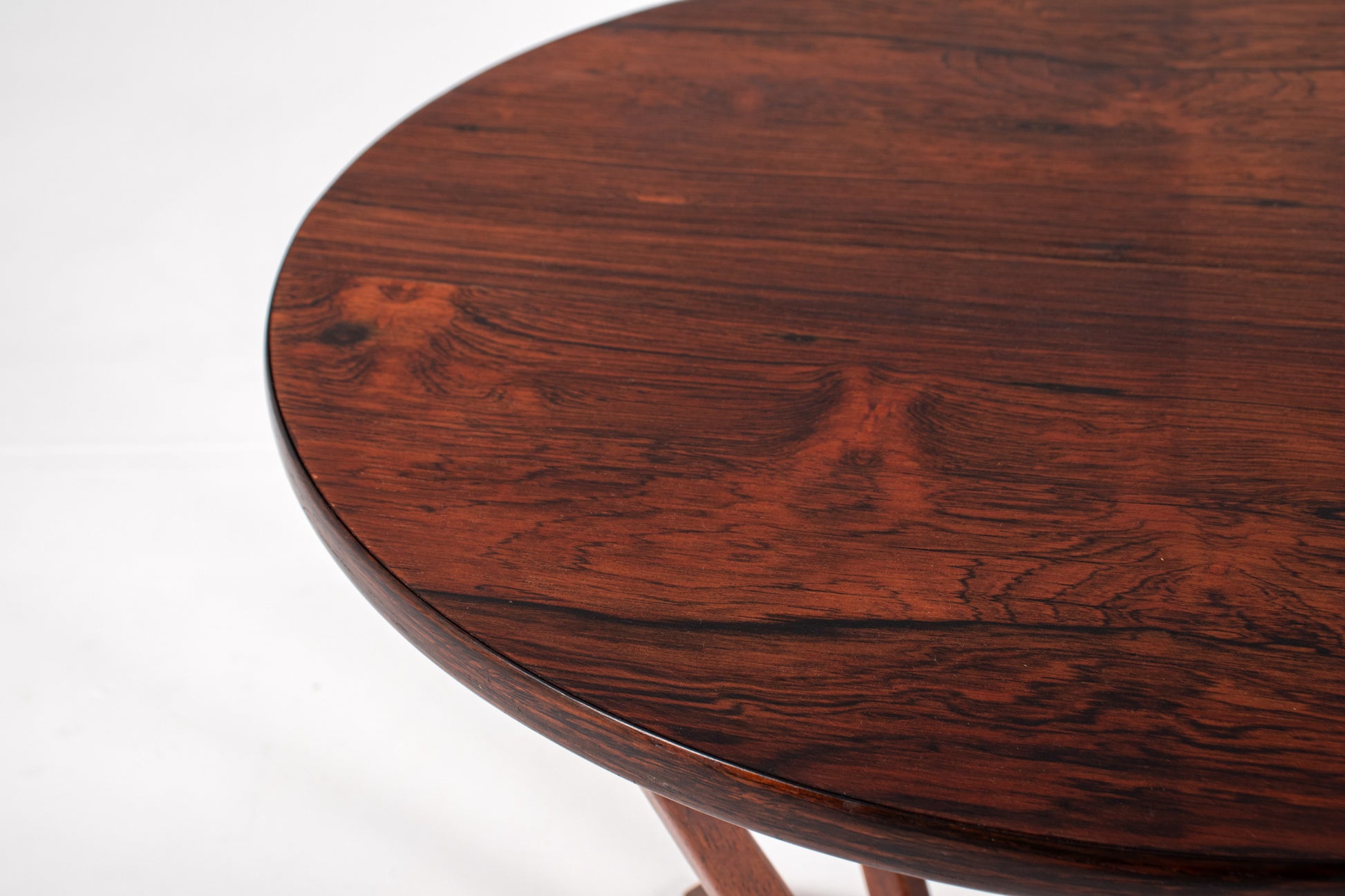 Detail of rosewood grain on Danish side table