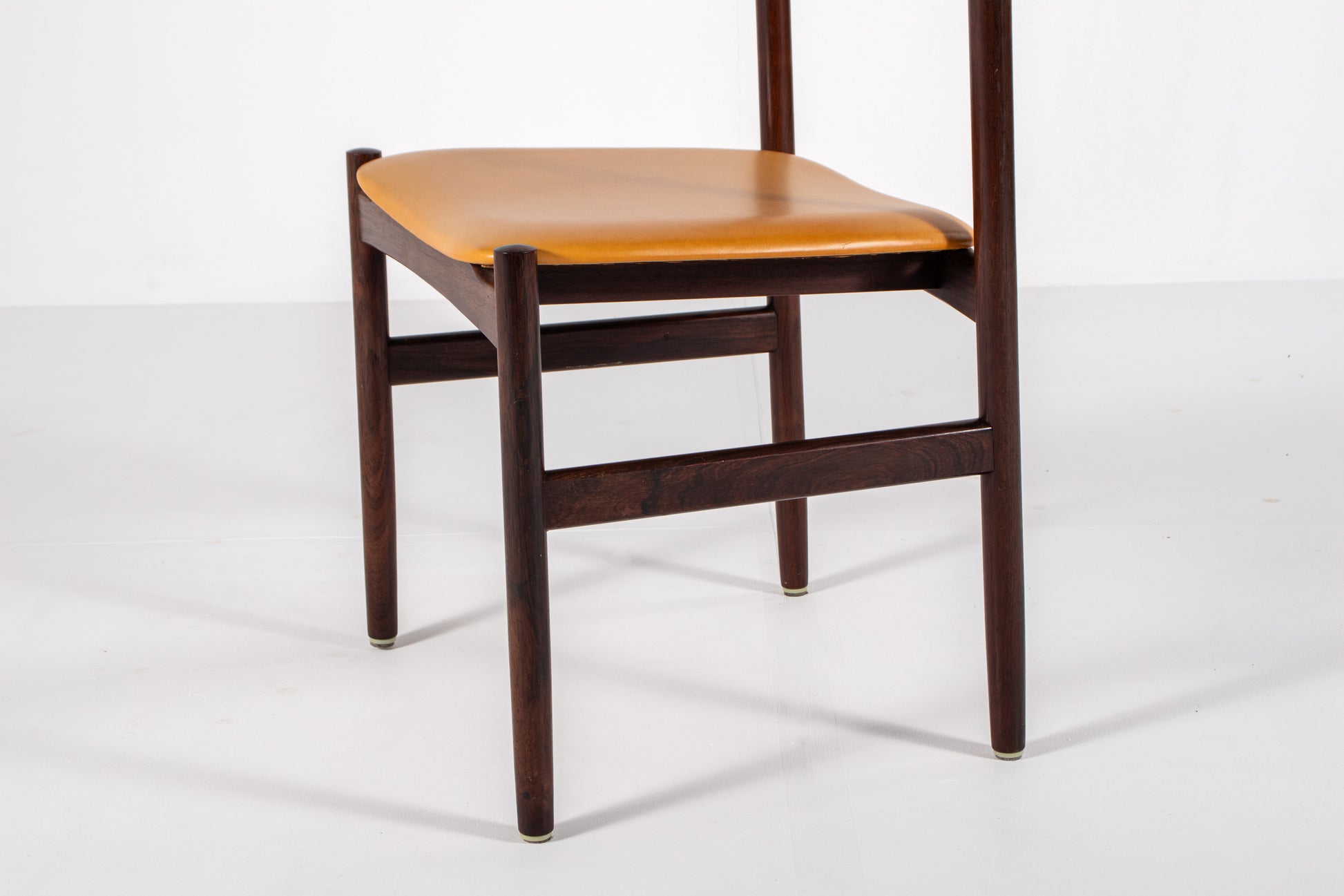 Detail of rosewood frame on Danish vintage dining chair