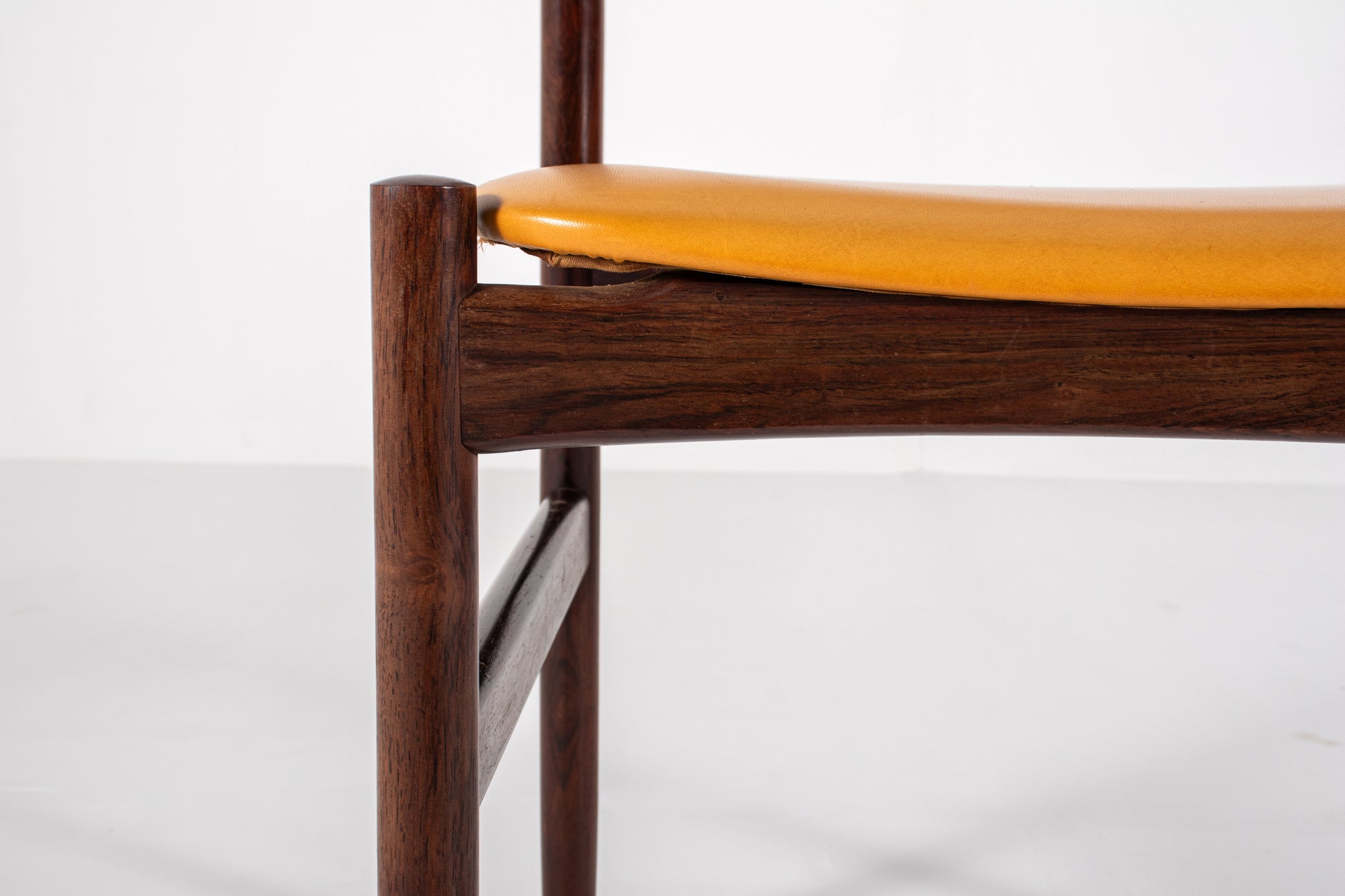 Detail of rosewood frame on Danish vintage dining chair