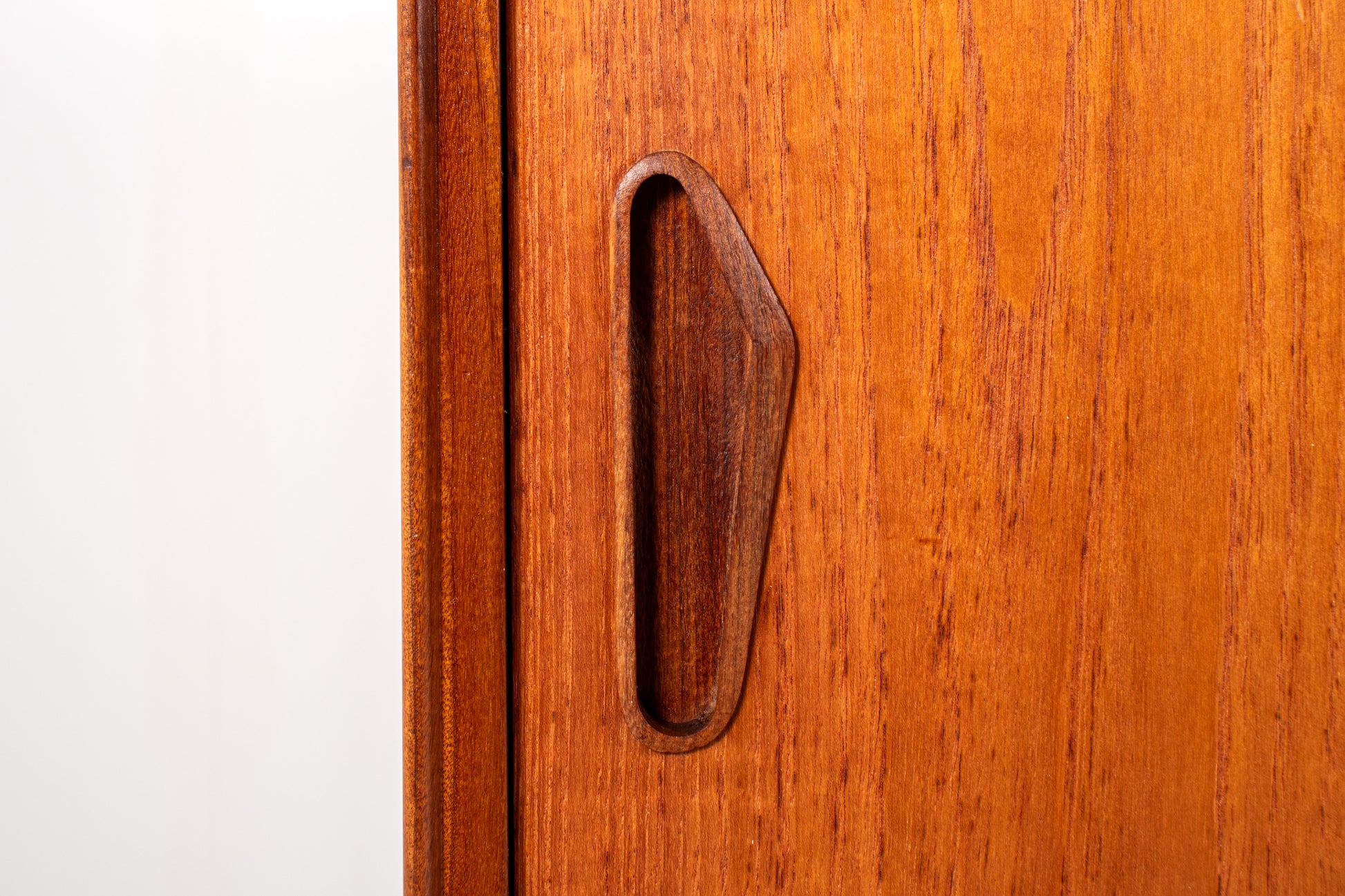 Teak sideboard with sculptural wooden handles, Scandinavian design
