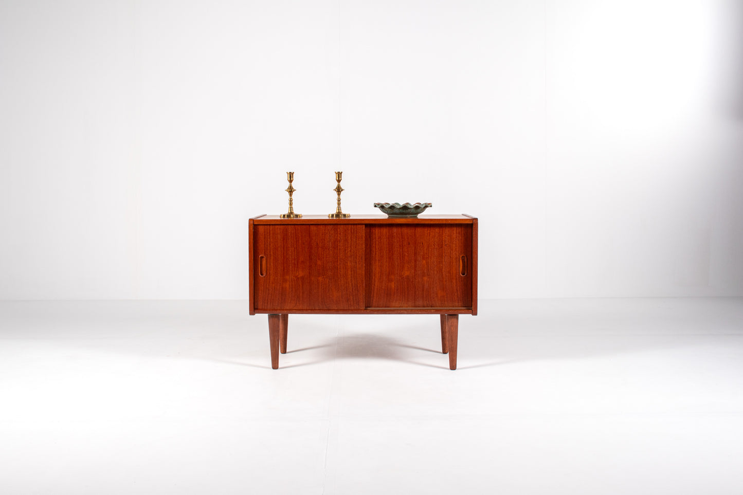 Mid-century modern teak cabinet with sliding doors, Scandinavian design, 1960s