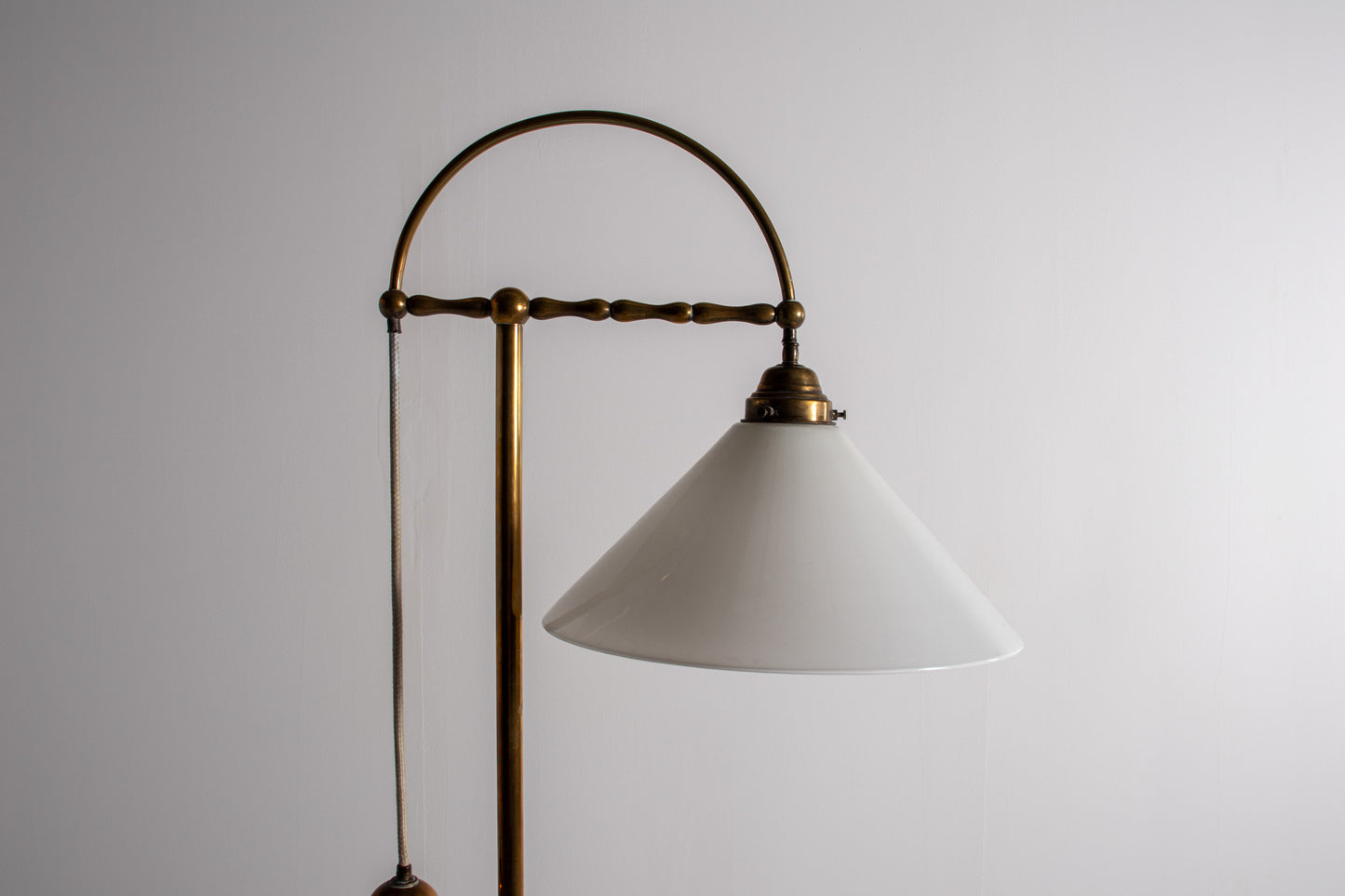 vintage brass floor lamp milk glass shade