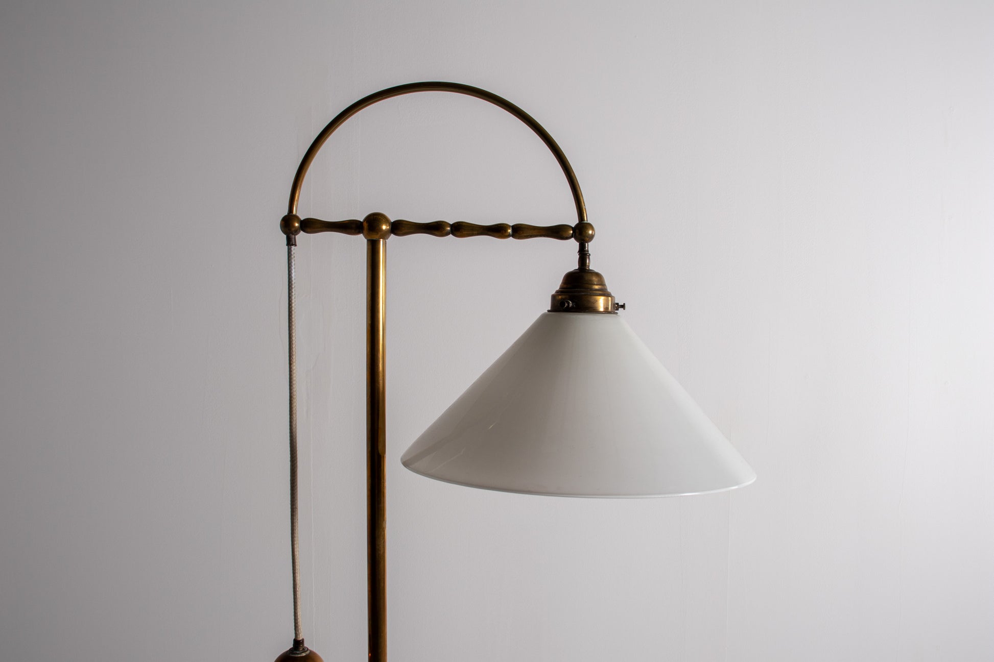 vintage brass floor lamp milk glass shade
