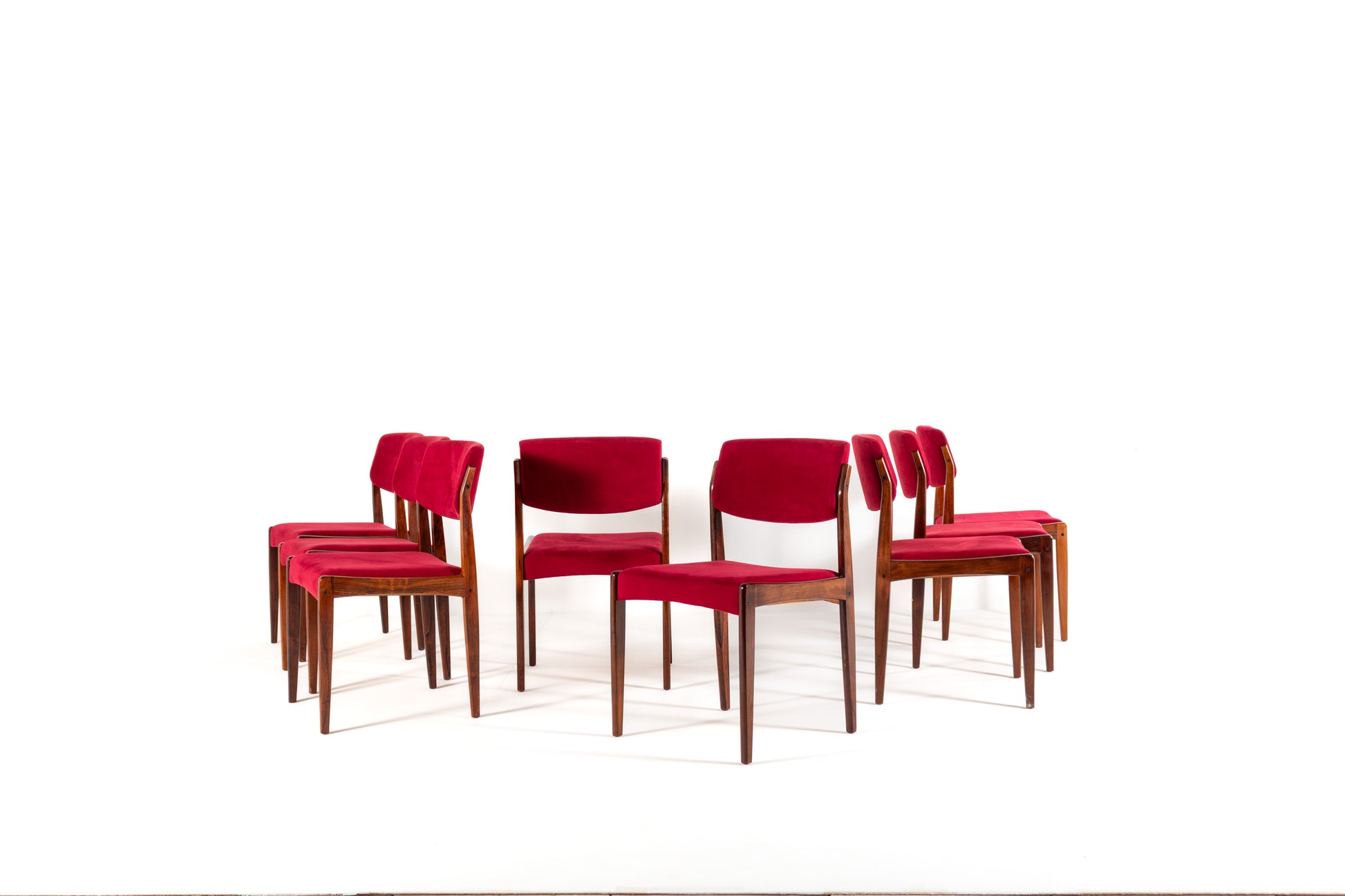 Rosewood dining chairs with curved backrests, Danish design 1960s