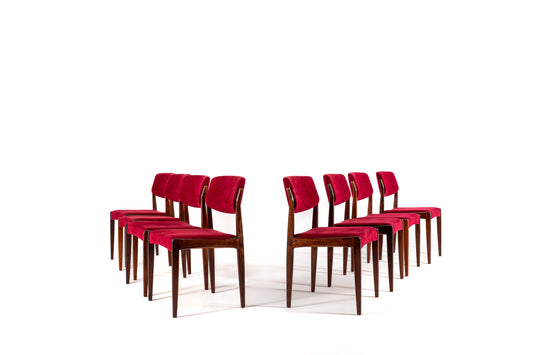 Set of eight Danish modern dining chairs by H.W. Klein for Bramin