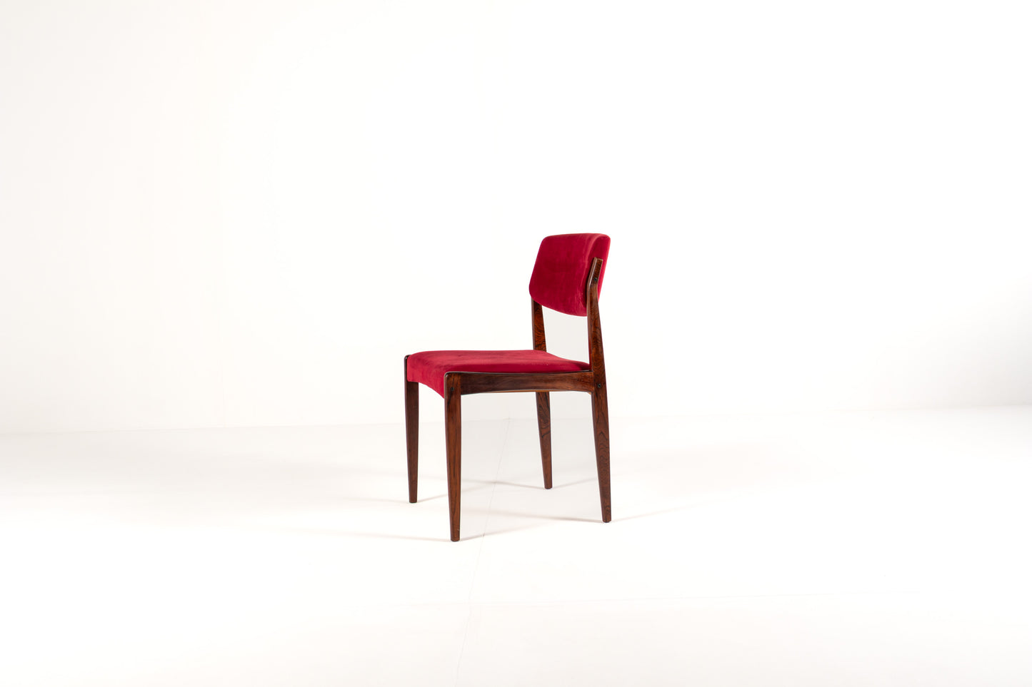 Side view of Danish modern rosewood dining chair