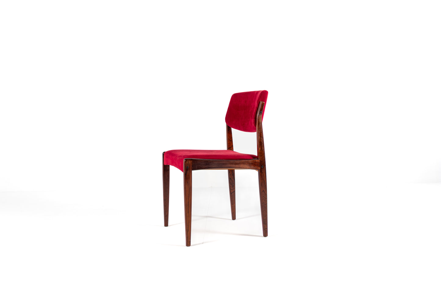 Side view of Danish modern rosewood dining chair