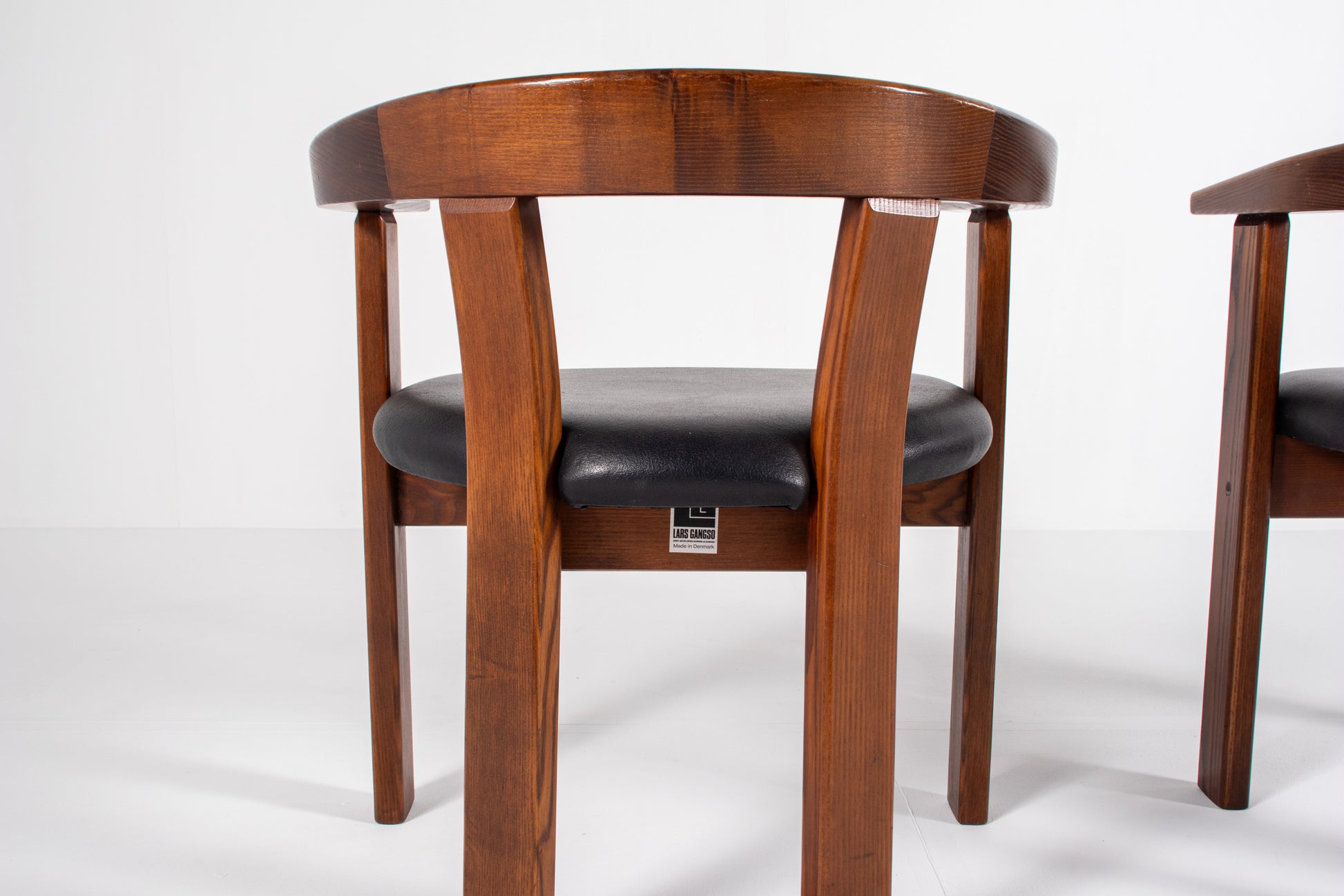  Danish modern dining chair by Lars Gangsø, solid wood frame with upholstered seats, Denmark 1970s.