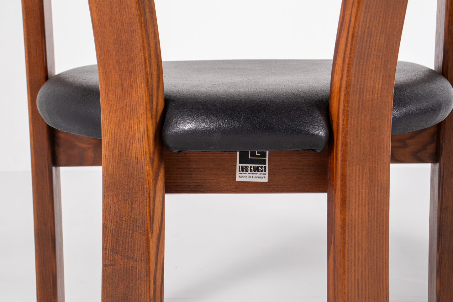  Danish modern dining chair by Lars Gangsø, solid wood frame with upholstered seats, Denmark 1970s.