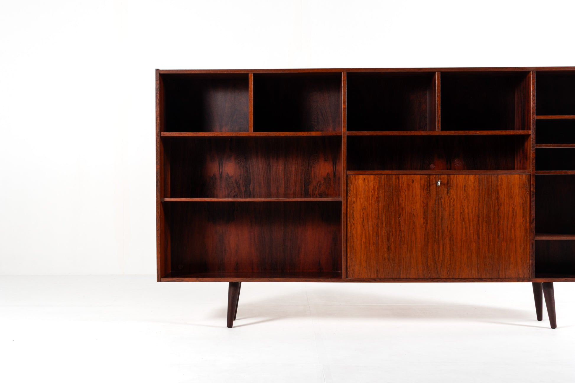 Scandinavian bookcase open shelves side storage