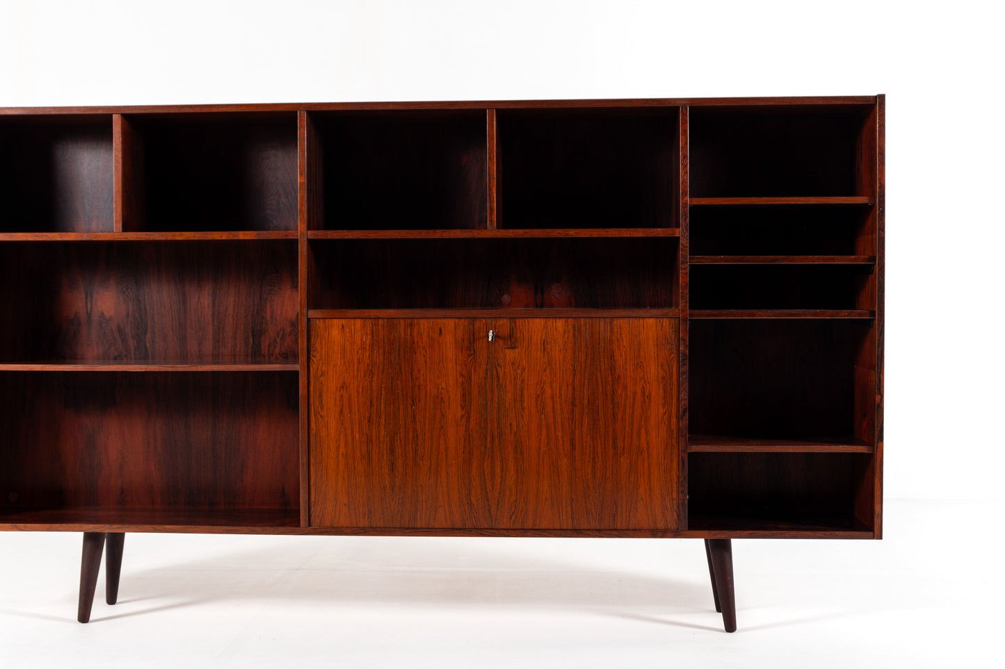 Scandinavian bookcase open shelves side storage