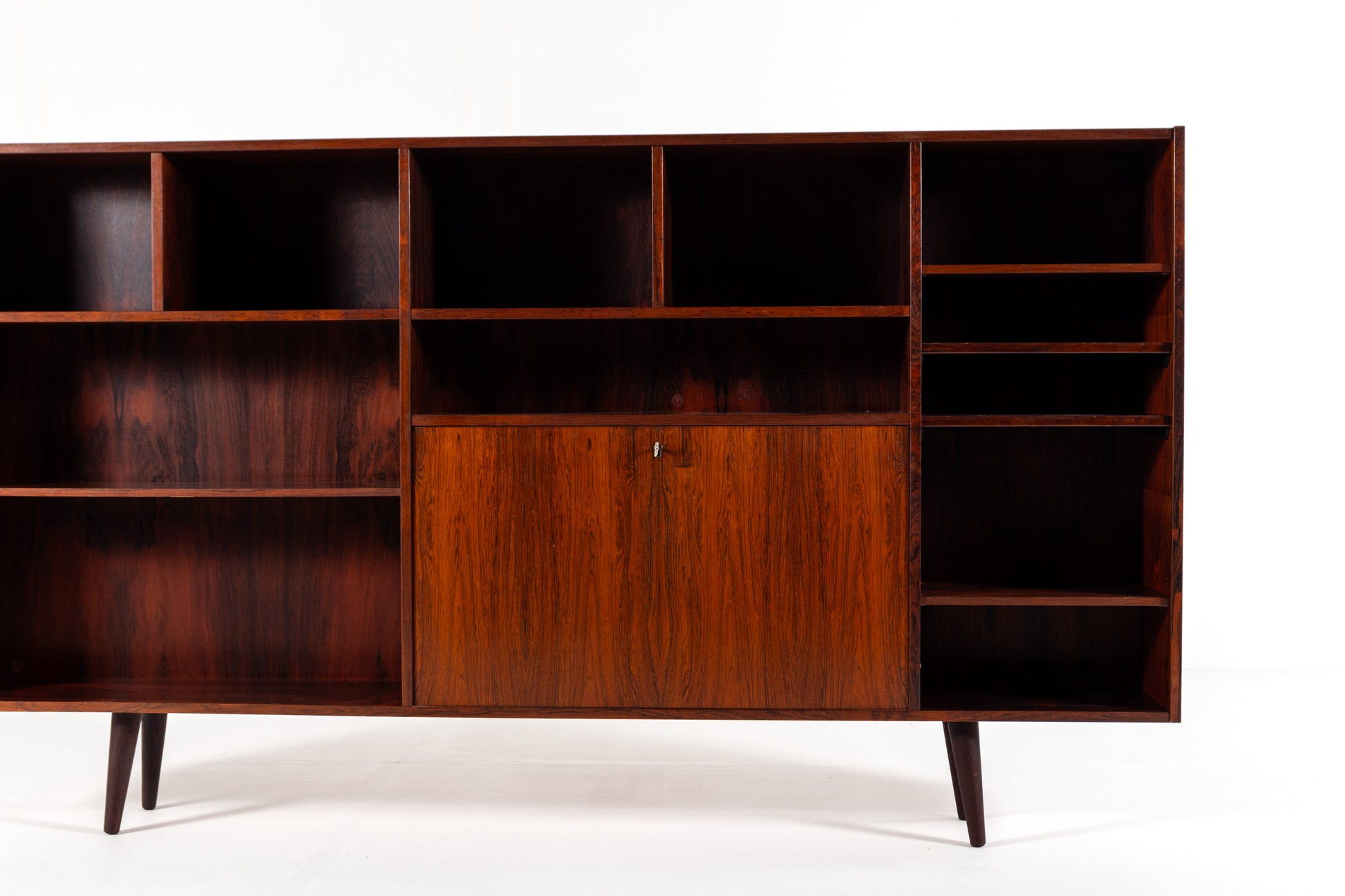 Scandinavian bookcase open shelves side storage
