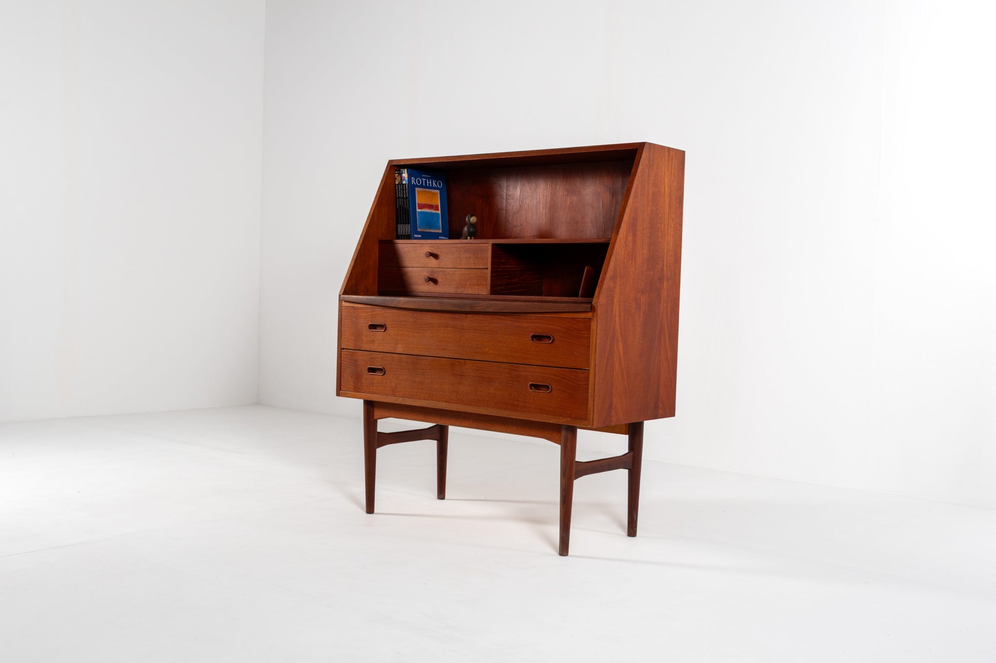 Danish teak secretary desk 1960s fold down front