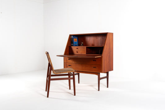 Danish teak secretary desk 1960s fold down front view