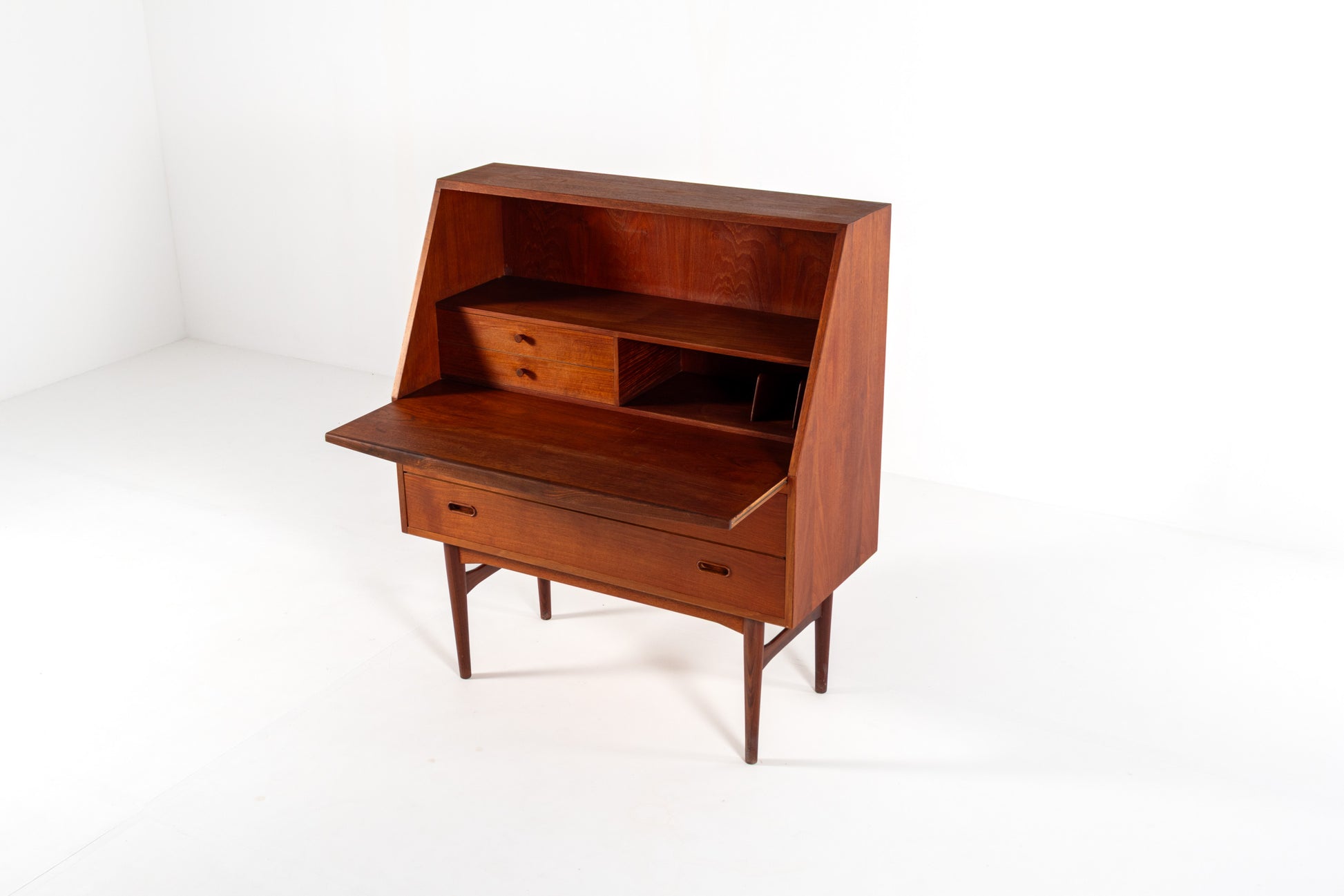 Danish teak secretary desk 1960s fold down front