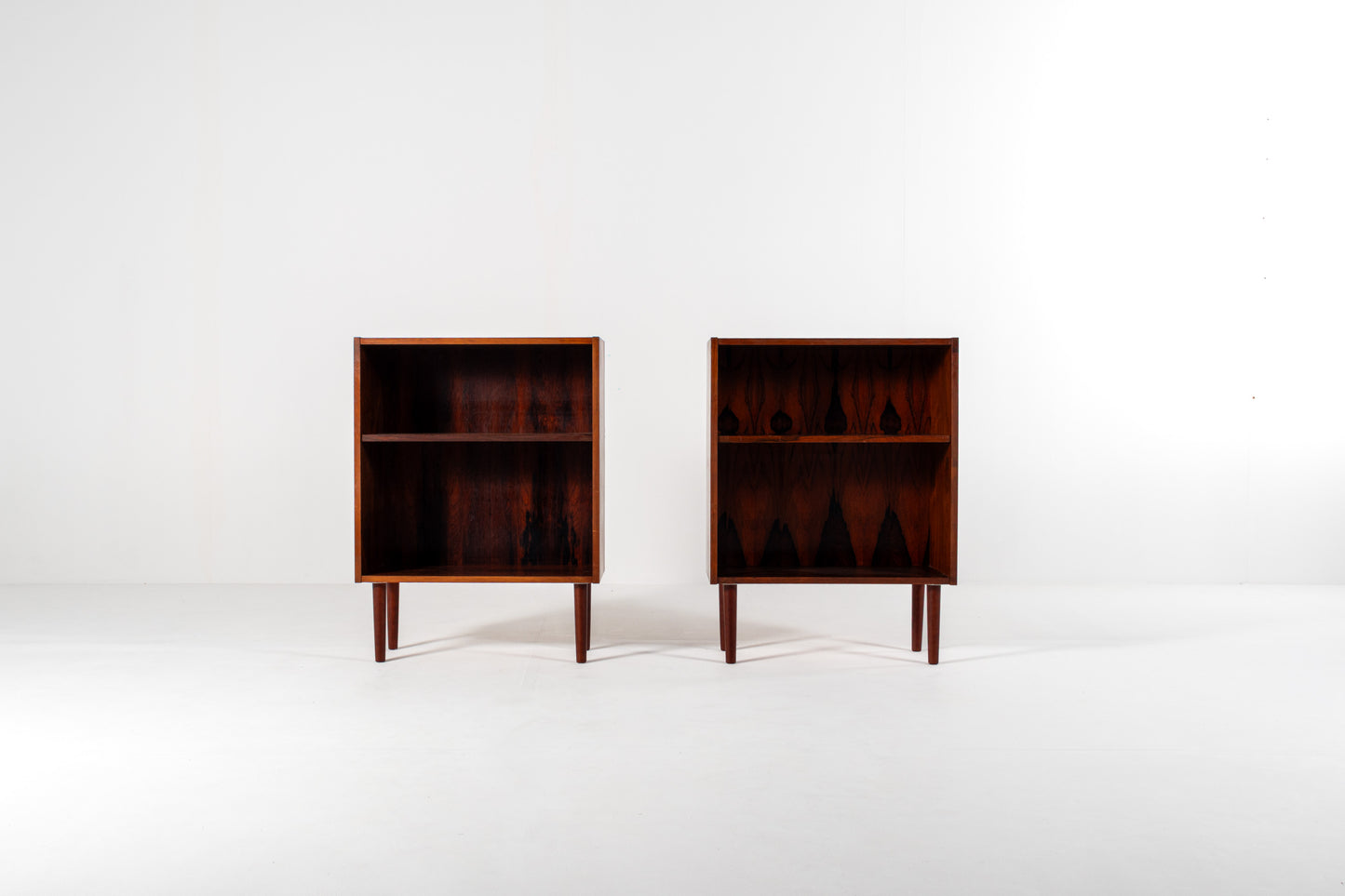 Danish rosewood cabinets 1960s open shelf front view