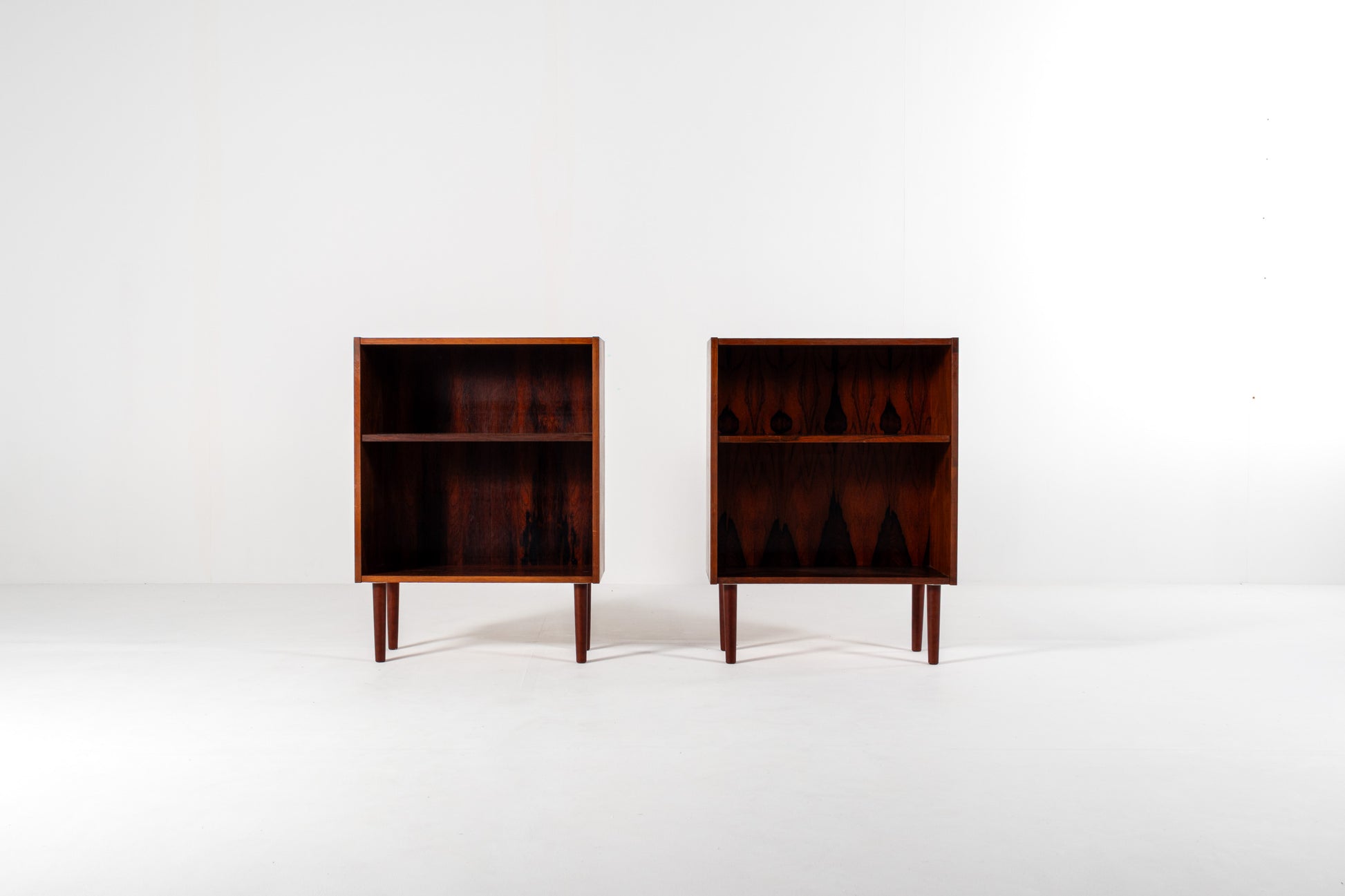 Danish rosewood cabinets 1960s open shelf front view