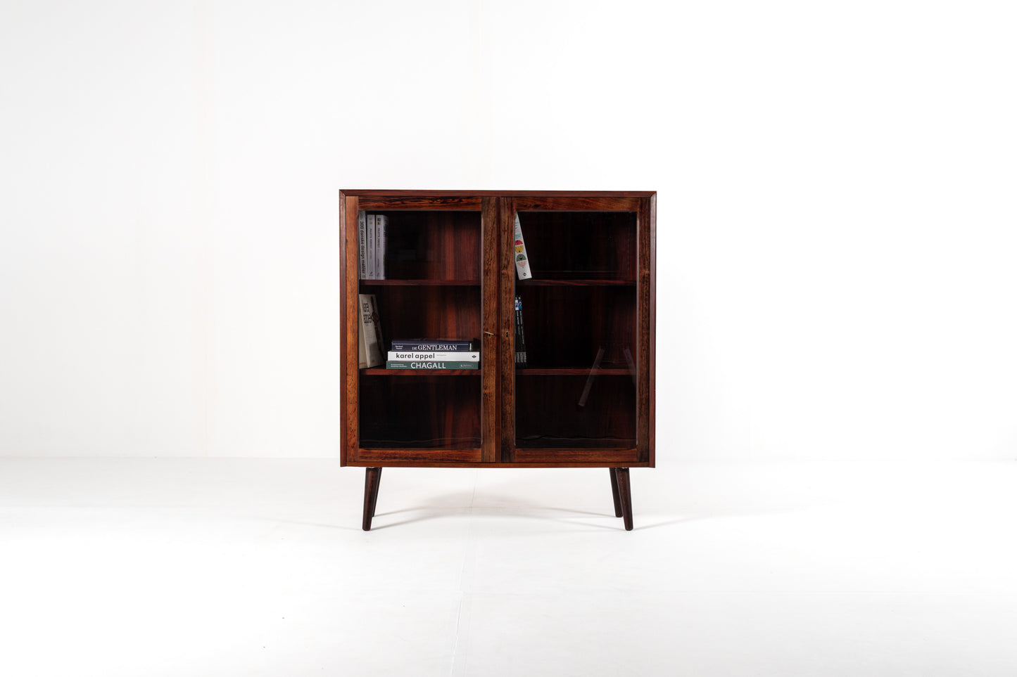 Danish rosewood display cabinet glass doors 1960s front view