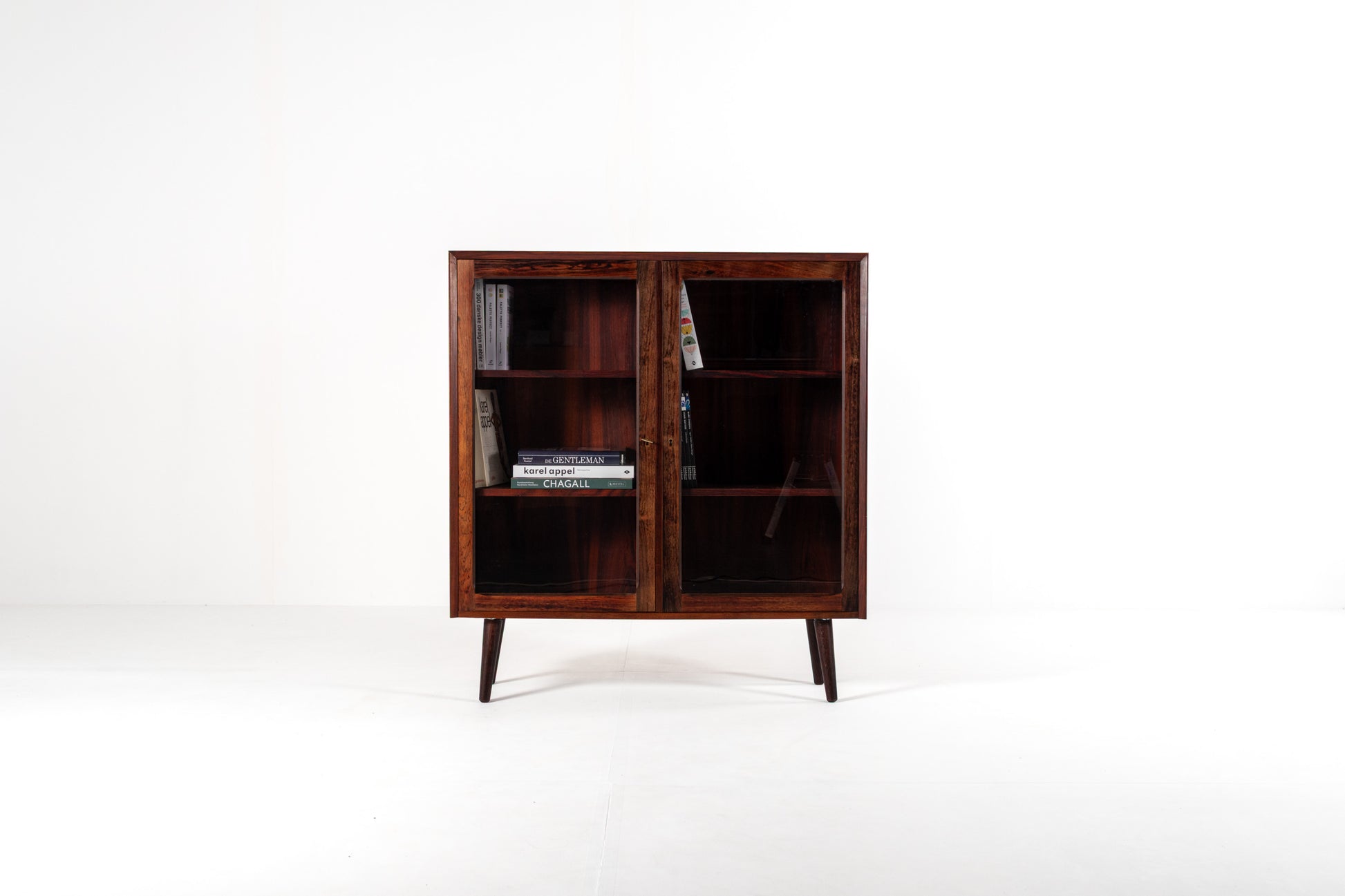 Danish rosewood display cabinet glass doors 1960s front view