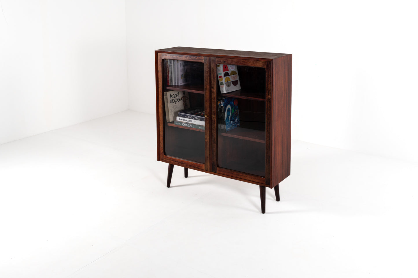 Danish rosewood display cabinet glass doors 1960s front view