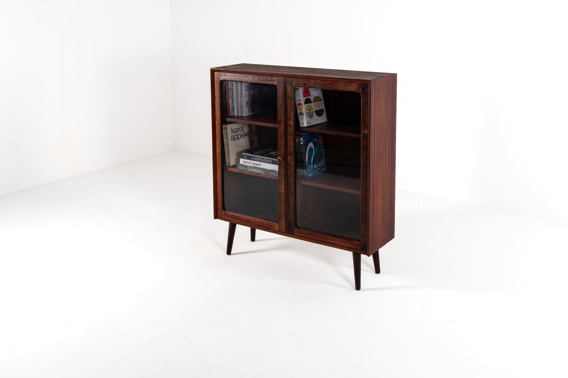 Danish rosewood display cabinet glass doors 1960s front view