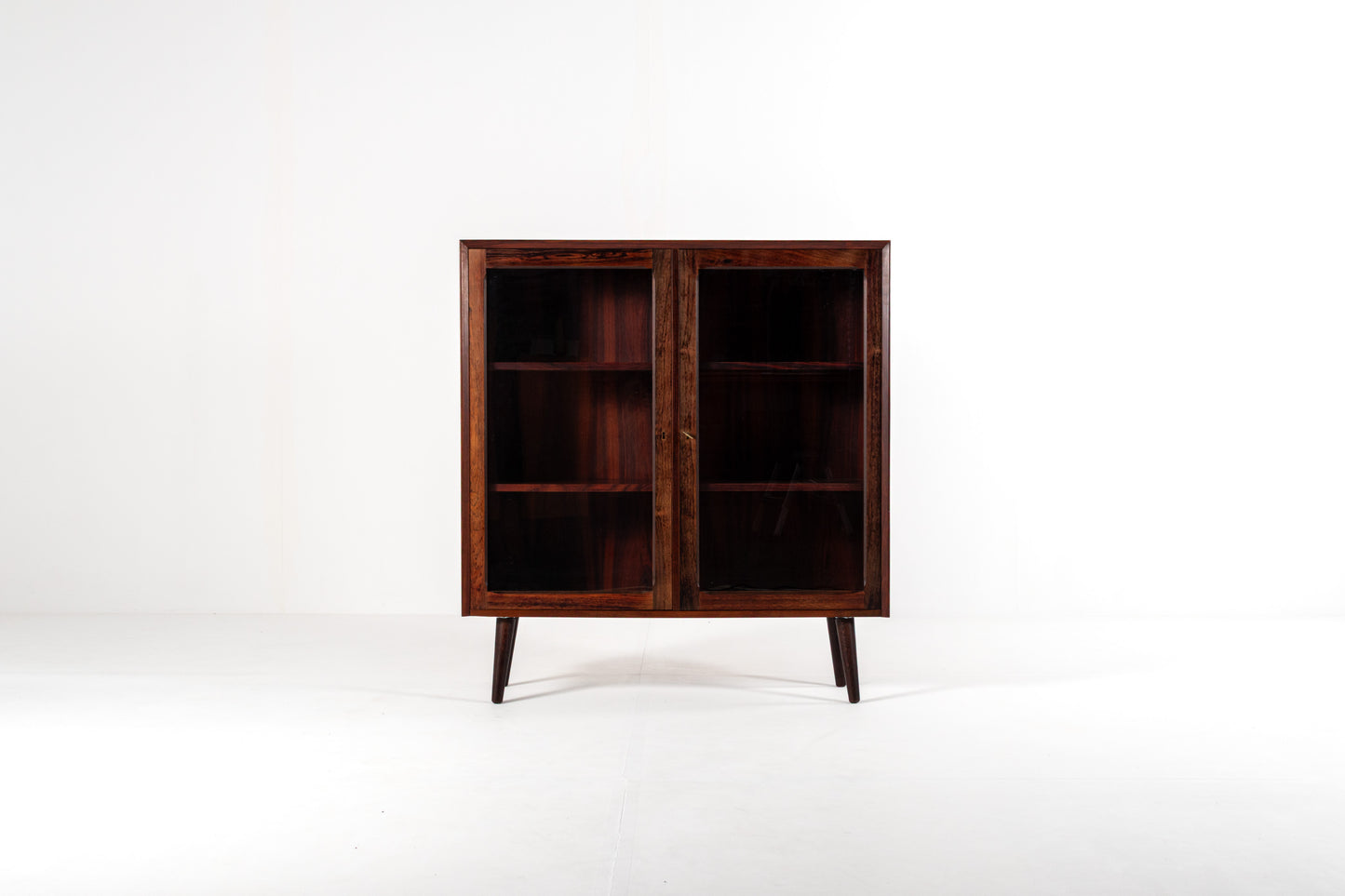 Danish rosewood display cabinet glass doors 1960s front view