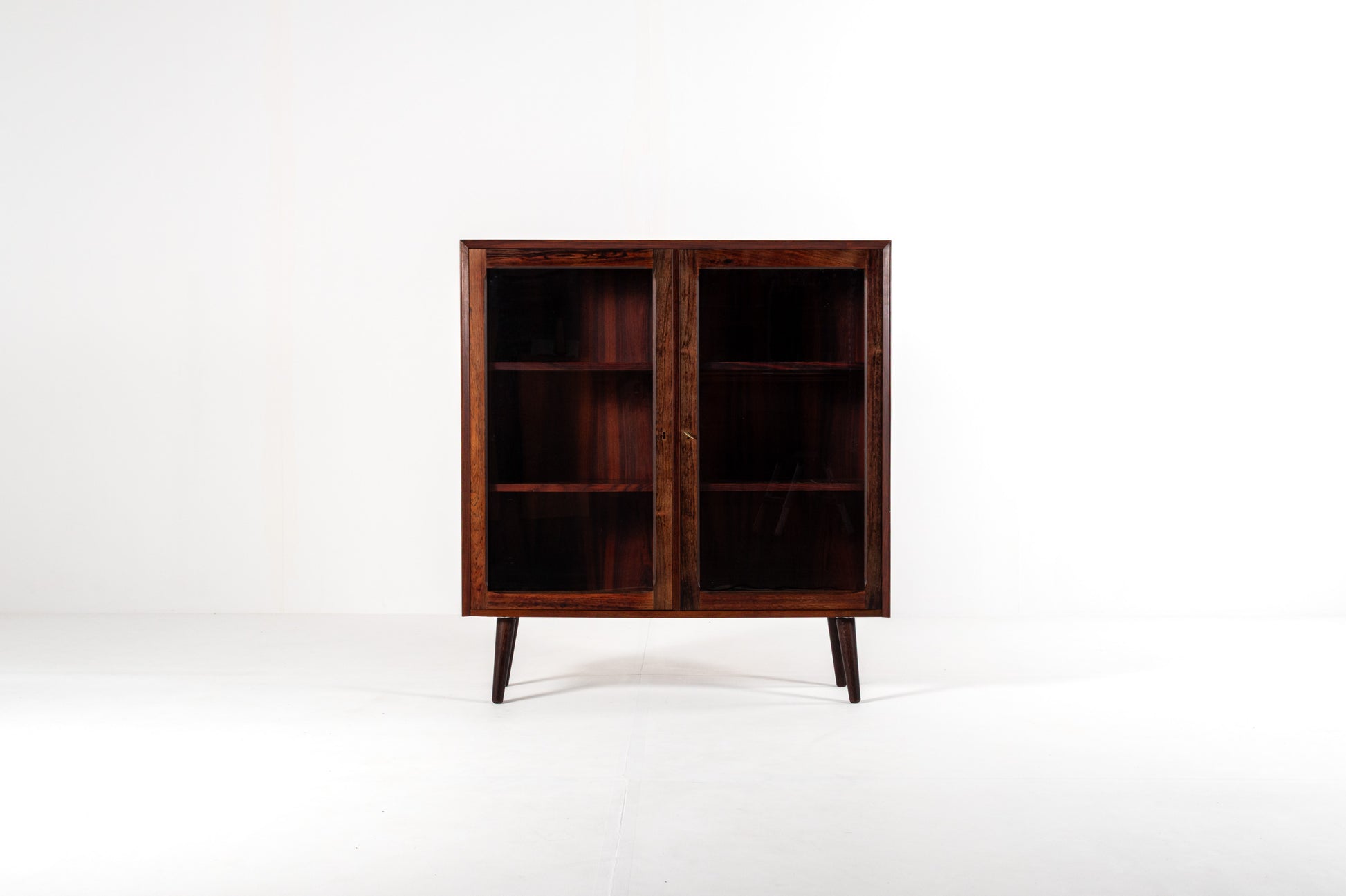 Danish rosewood display cabinet glass doors 1960s front view