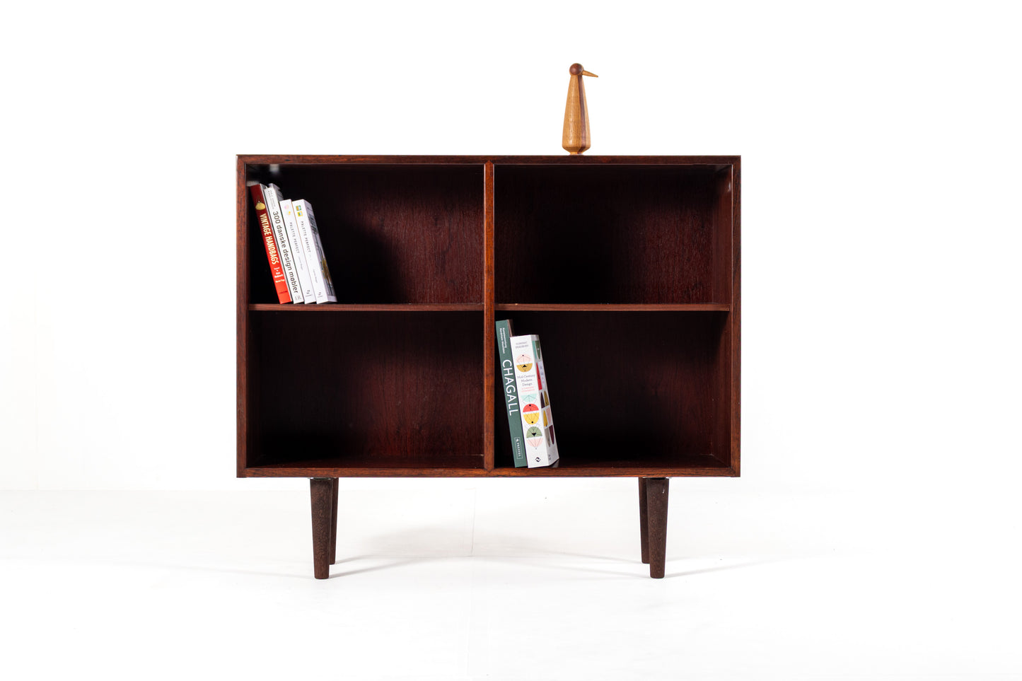 Danish rosewood bookcase 1960s open compartments front view