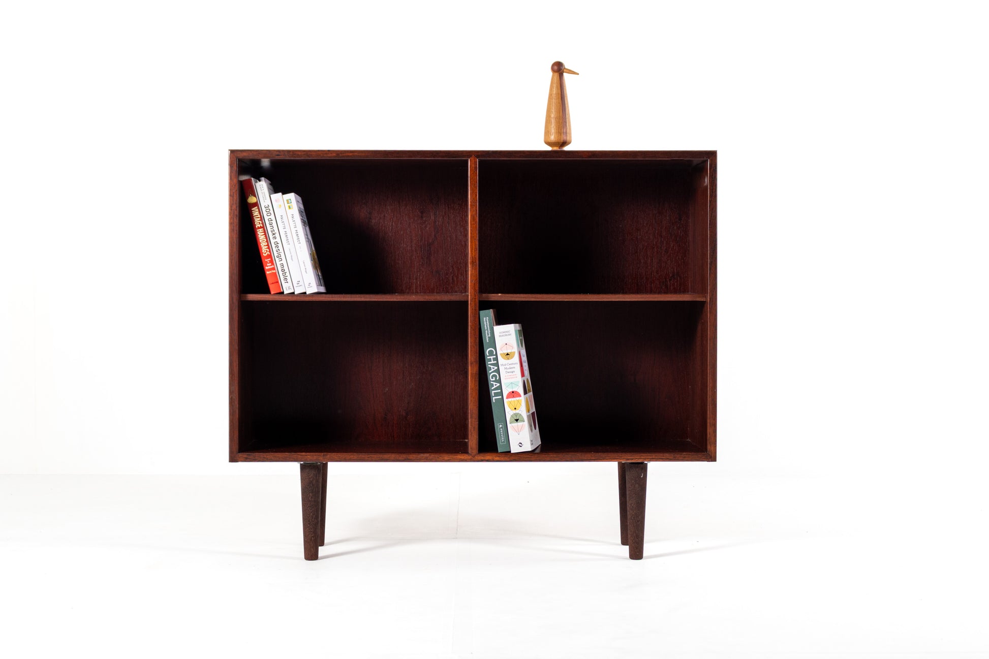 Danish rosewood bookcase 1960s open compartments front view