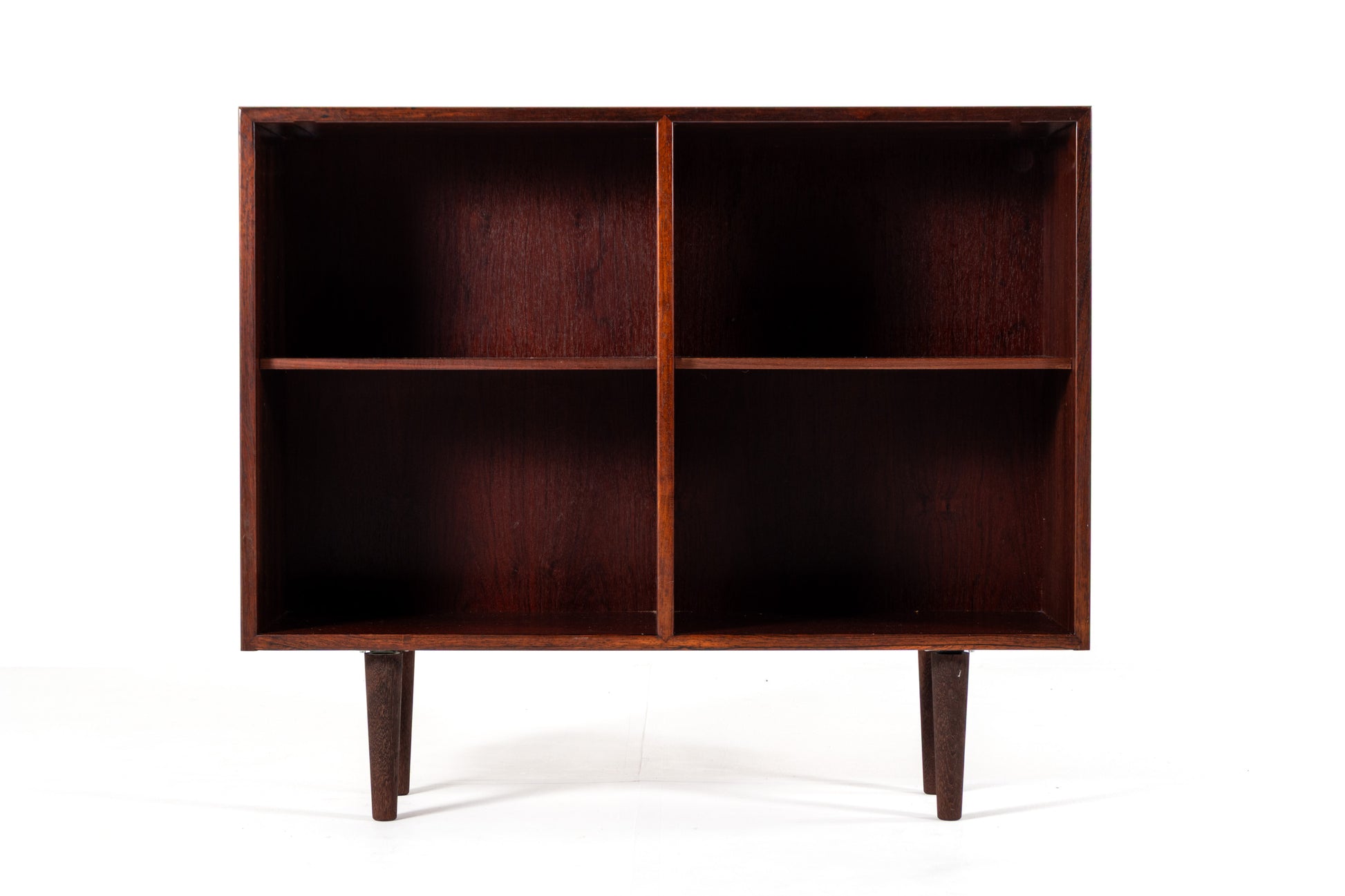 Danish rosewood bookcase 1960s open compartments front view